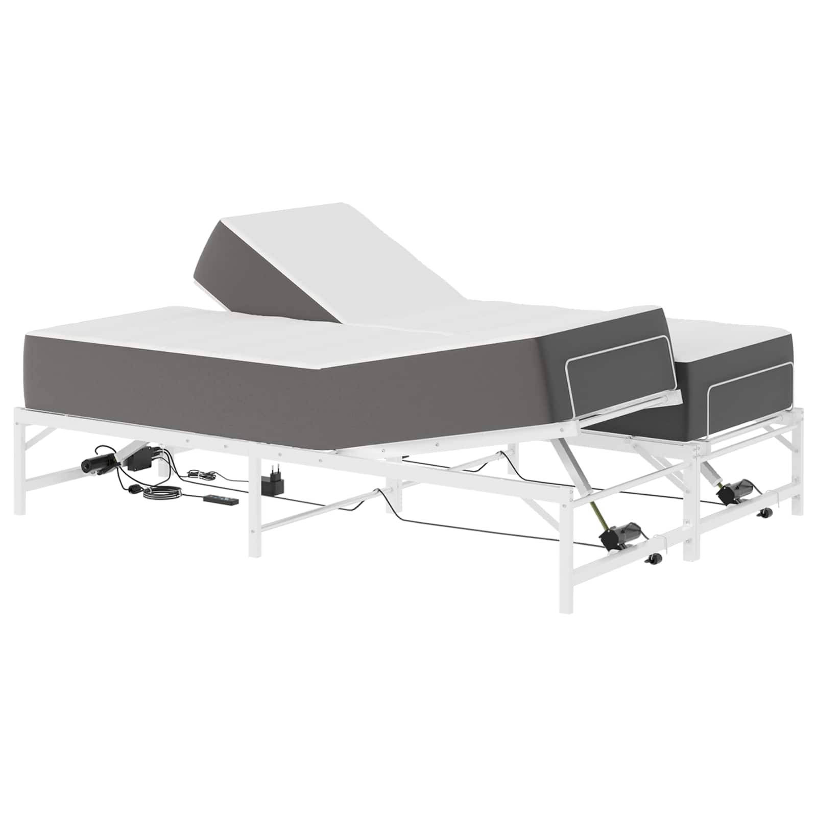 vidaXL Elektrisch verstellbares Bettgestell Weiß 140 x 190 cm Stahl