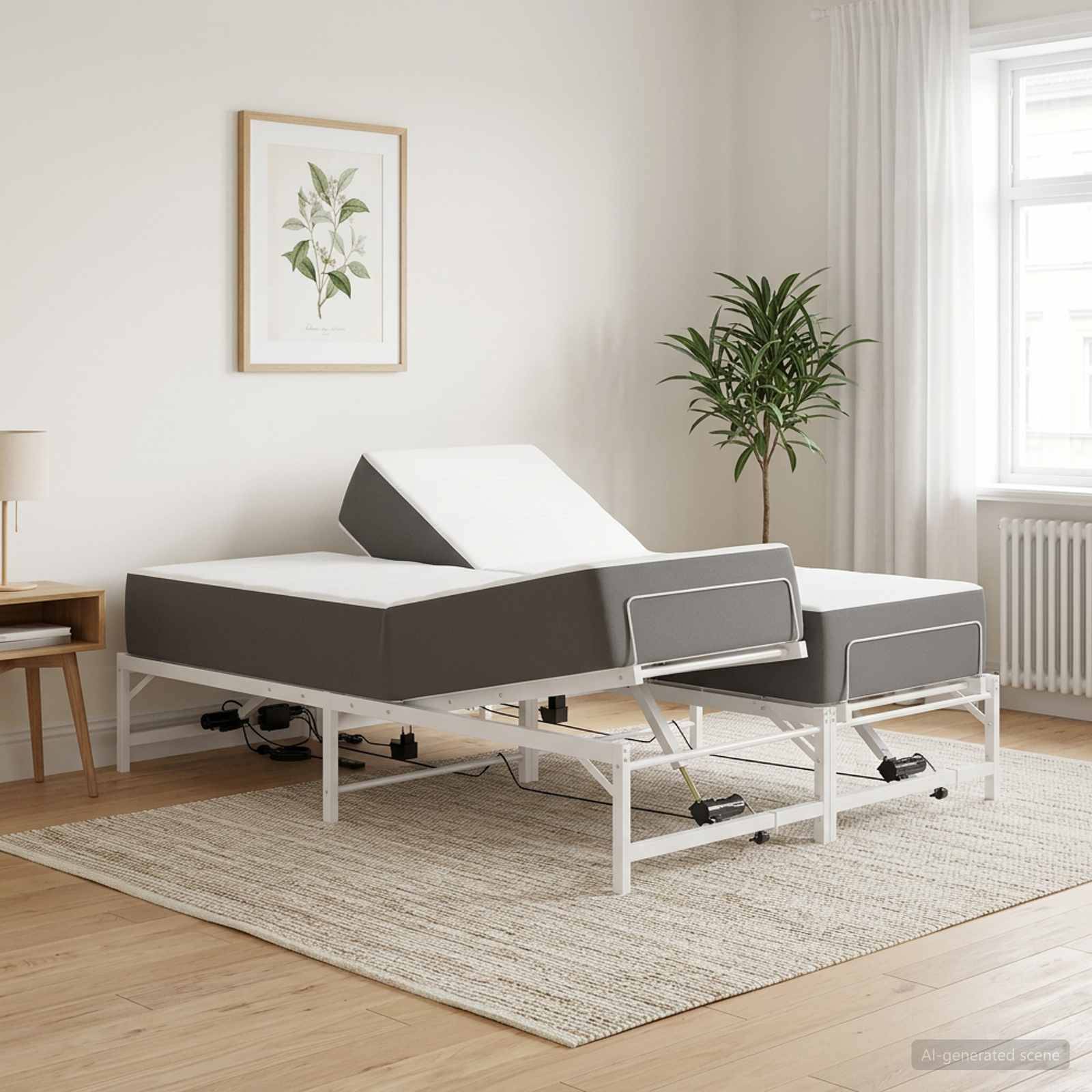 vidaXL Elektrisch verstellbares Bettgestell Weiß 140 x 190 cm Stahl