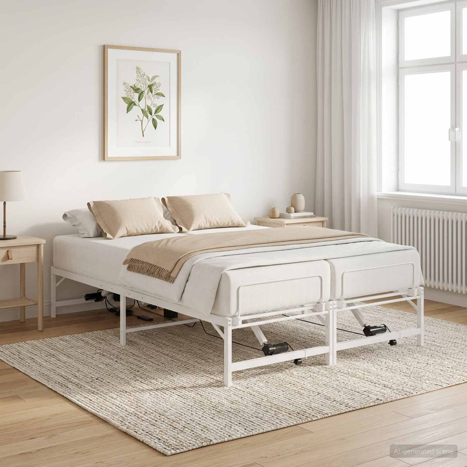 vidaXL Elektrisch verstellbares Bettgestell Weiß 120 x 200 cm Stahl