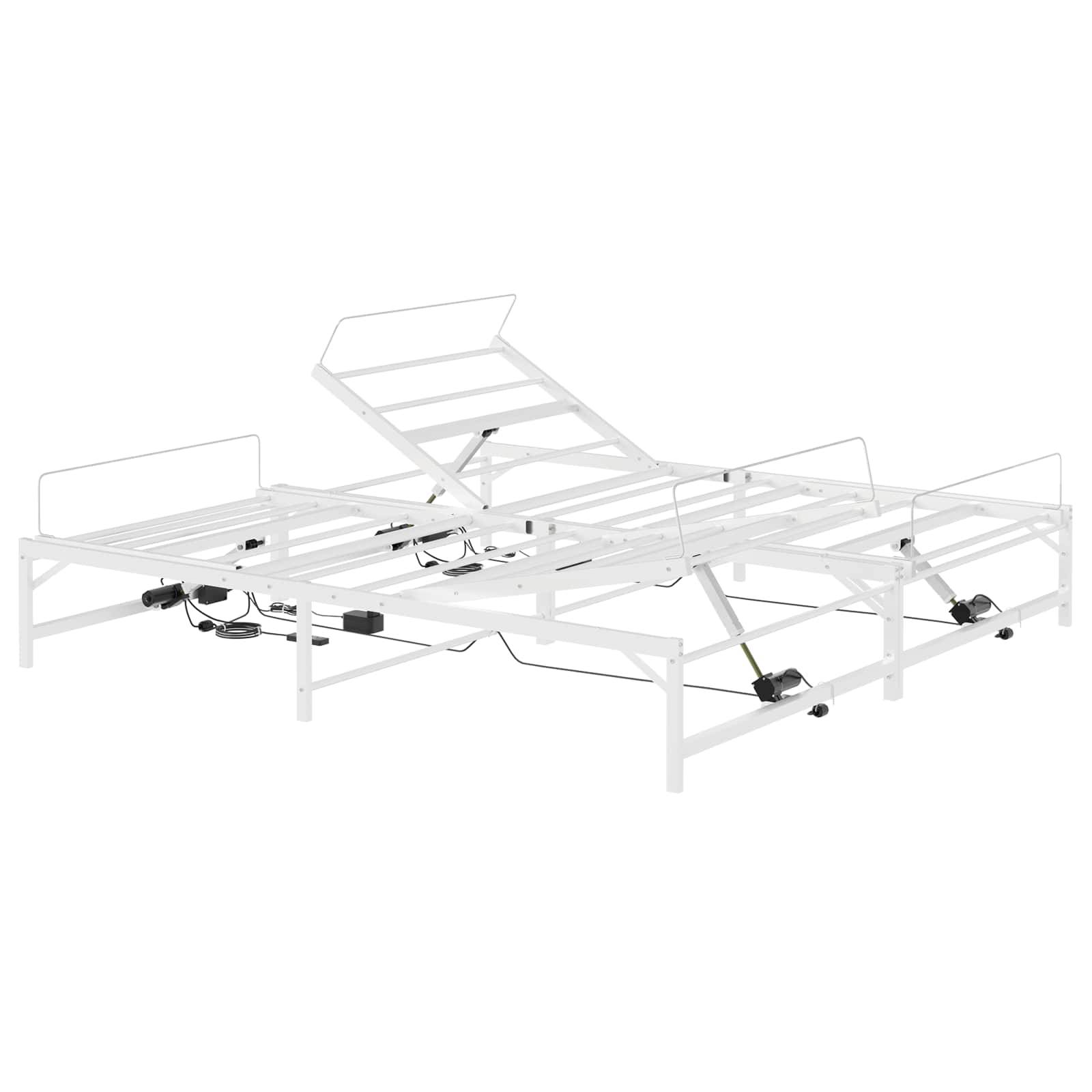 vidaXL Elektrisch verstellbares Bettgestell Weiß 183 x 213 cm Stahl