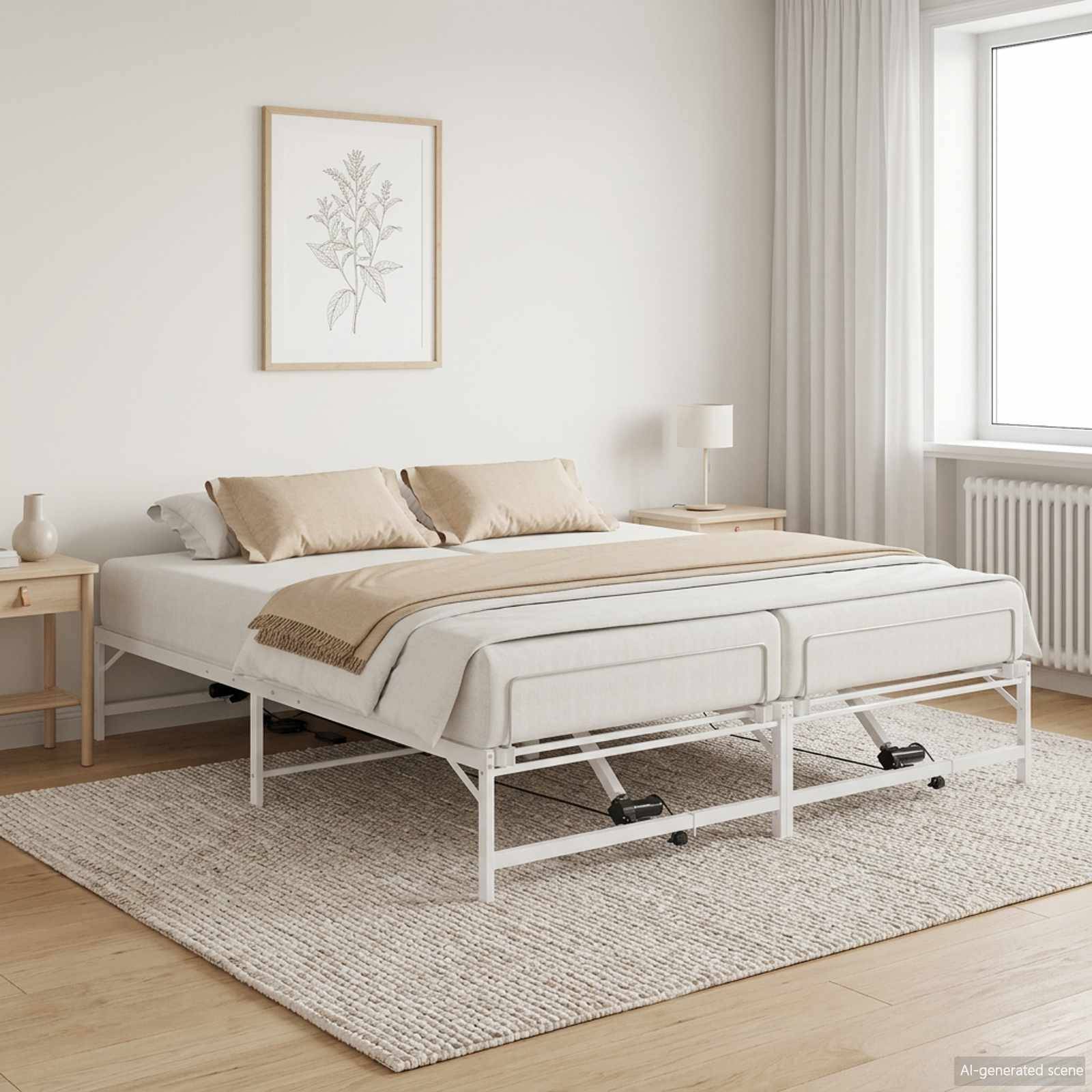 vidaXL Elektrisch verstellbares Bettgestell Weiß 160 x 200 cm Stahl
