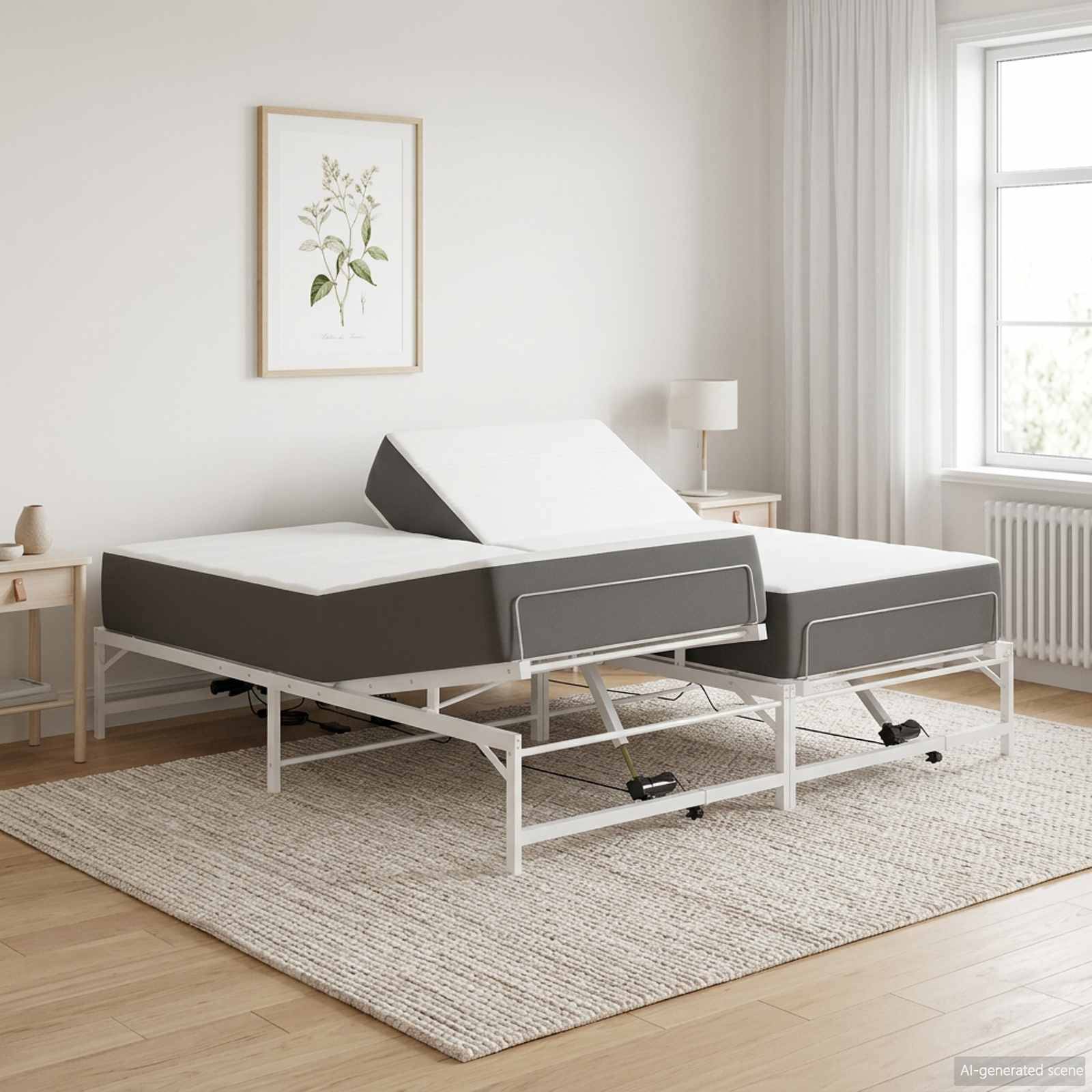 vidaXL Elektrisch verstellbares Bettgestell Weiß 160 x 200 cm Stahl
