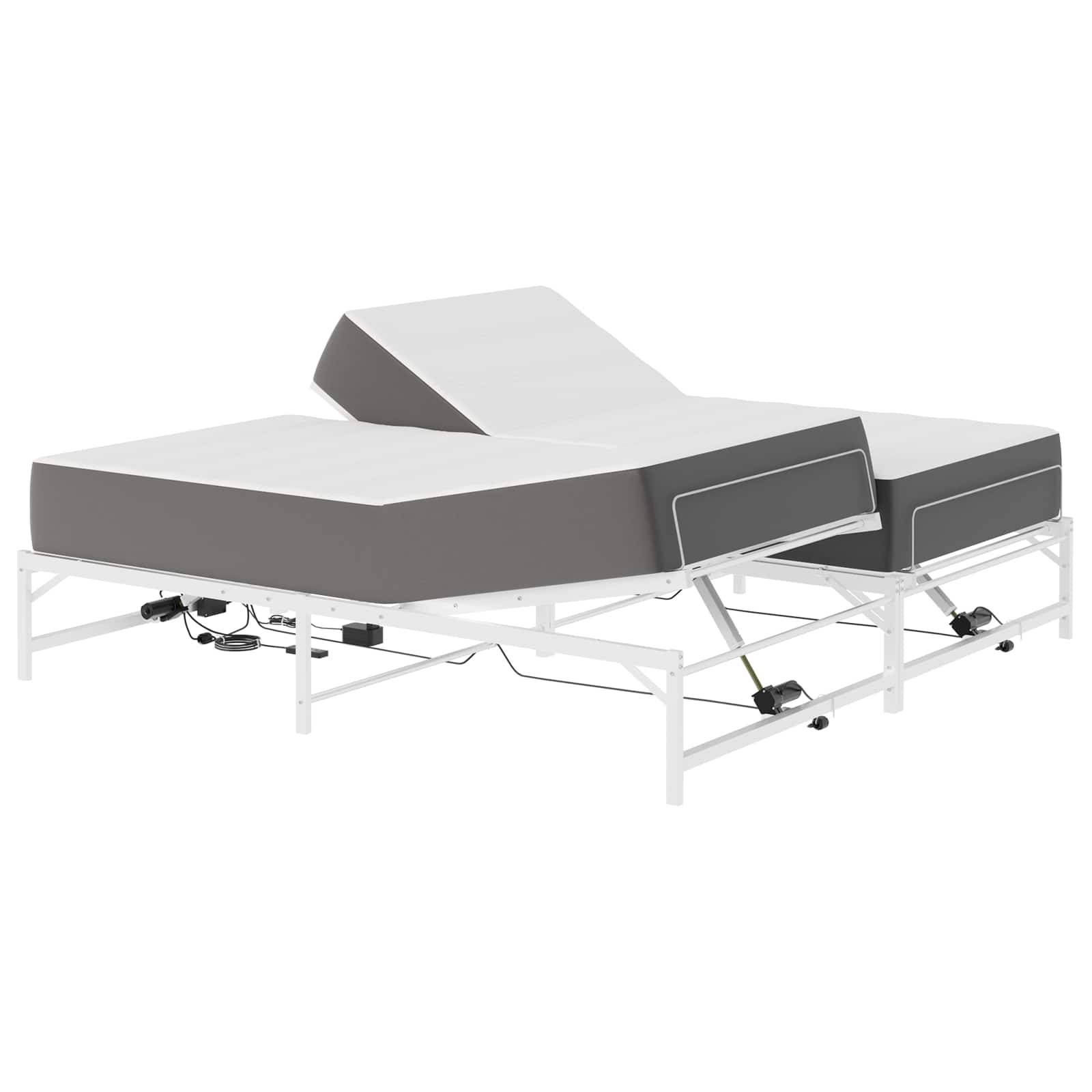 vidaXL Elektrisch verstellbares Bettgestell Weiß 160 x 200 cm Stahl