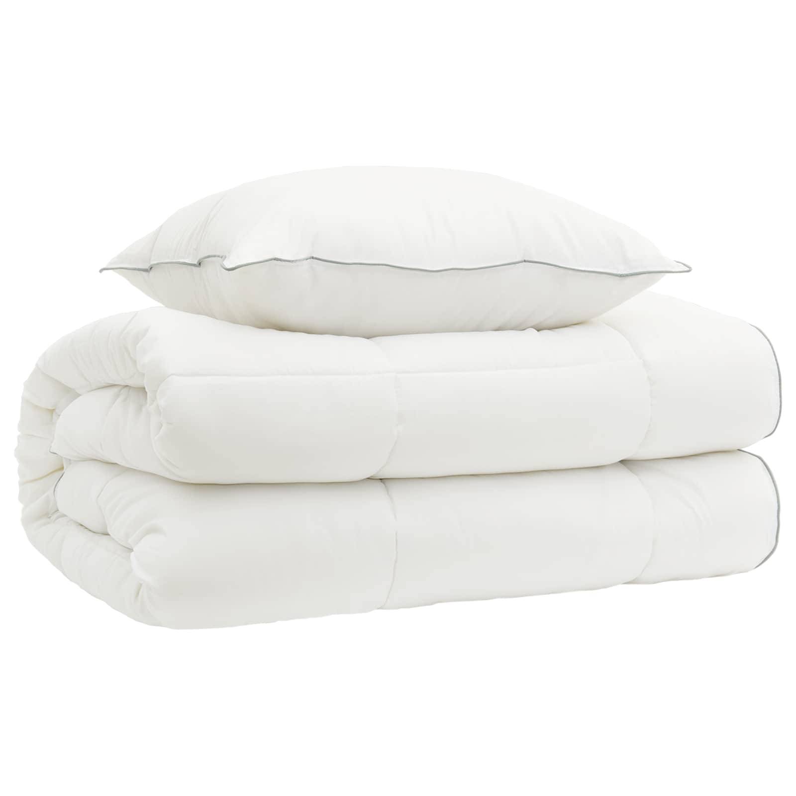 vidaXL Bettdecke und Kissen Set 2 pcs 135x200 cm 4 Jahreszeiten Wolle