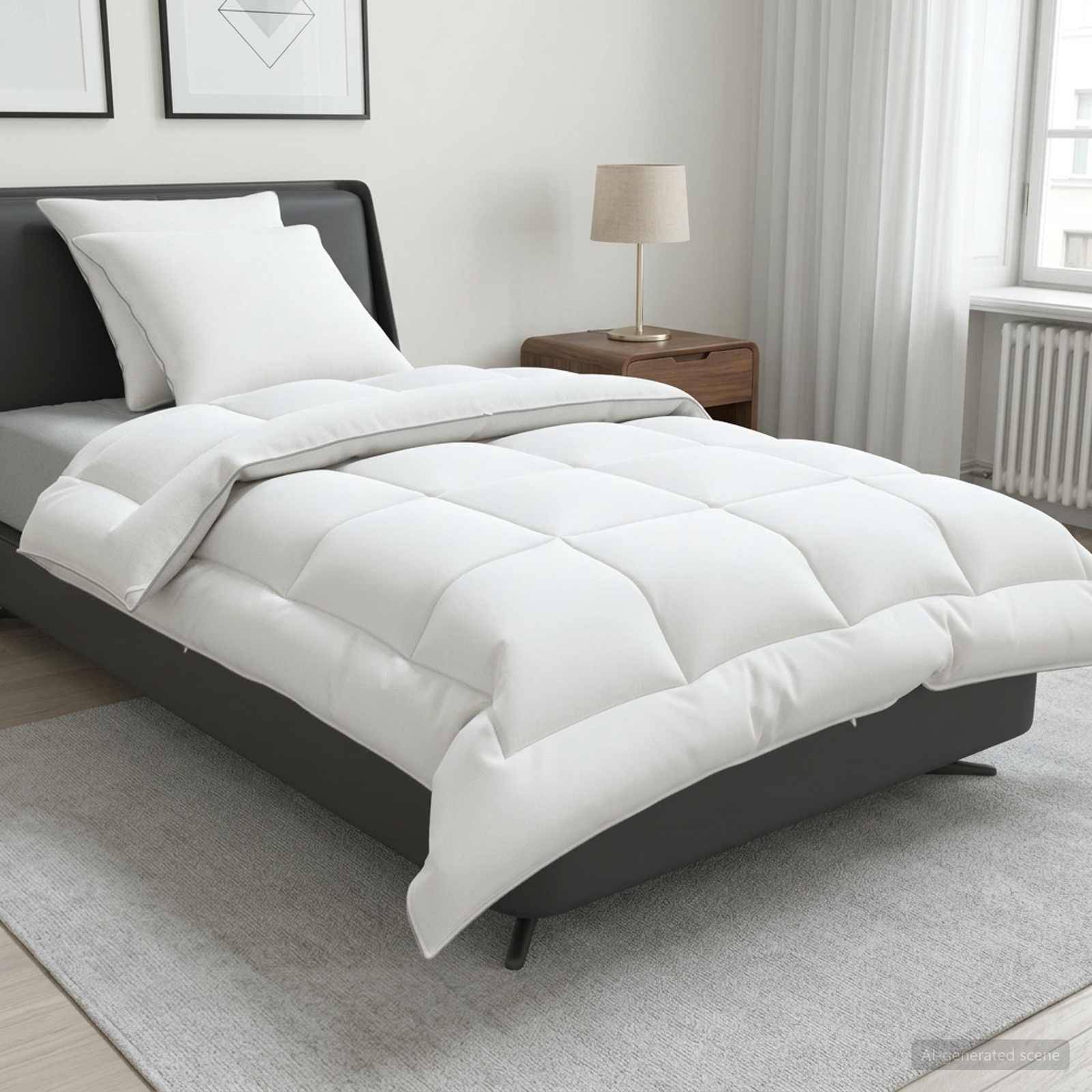 vidaXL Bettdecke und Kissen Set 3 pcs 140 x 220 cm 4 Jahreszeiten Weiß