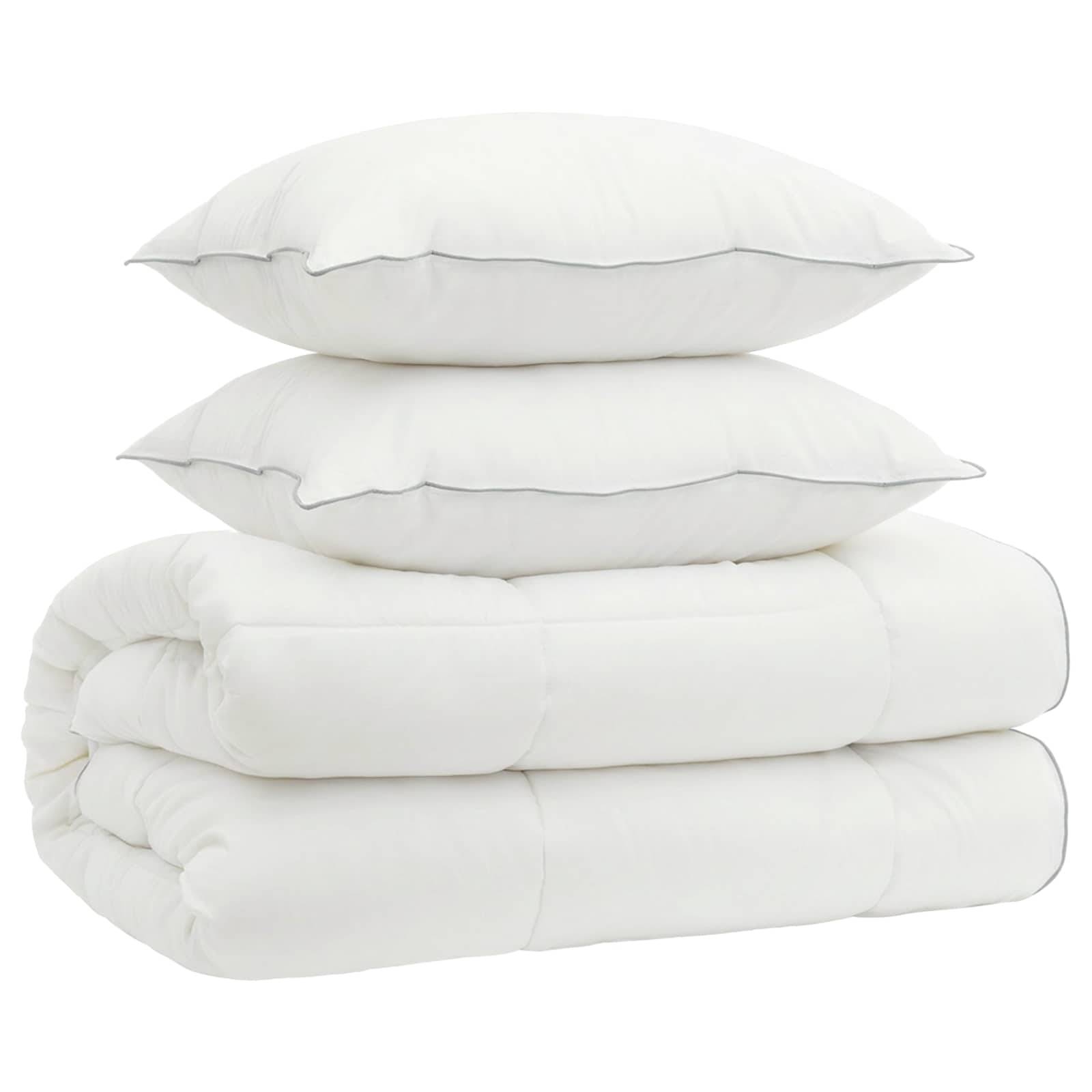 vidaXL Bettdecke und Kissen Set 3 pcs 220x260 cm 4 Jahreszeiten Wolle