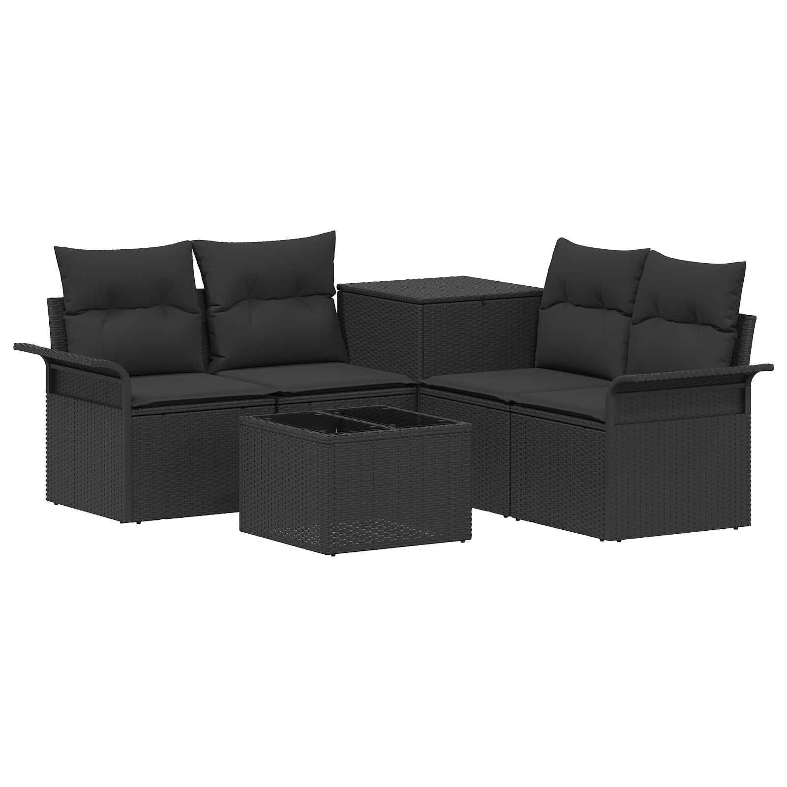 vidaXL Sofa Set 6 pcs 4-Sitzanzahl Schwarz Polyrattan und Stahl