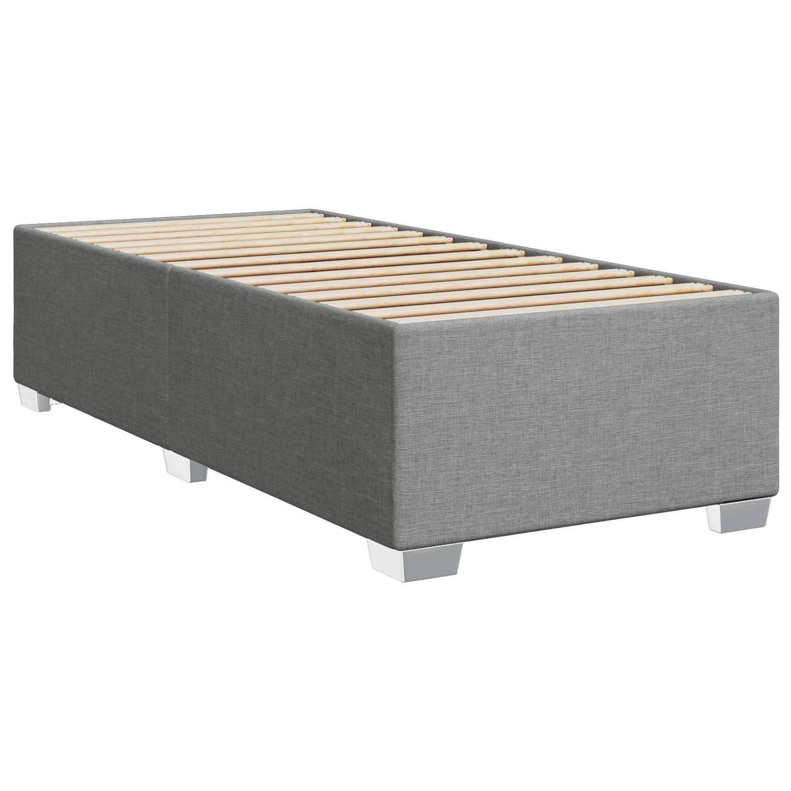 vidaXL Boxspringbett mit Matratze Hellgrau 90 x 200 cm Stoff