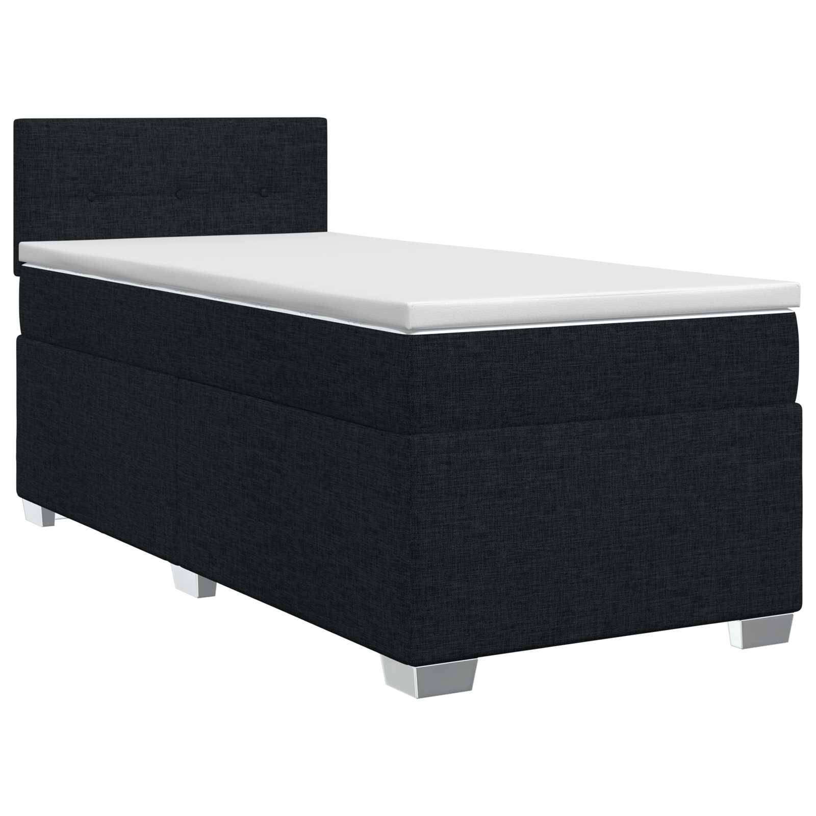 vidaXL Boxspringbett mit Matratze Schwarz 100 x 200 cm Stoff