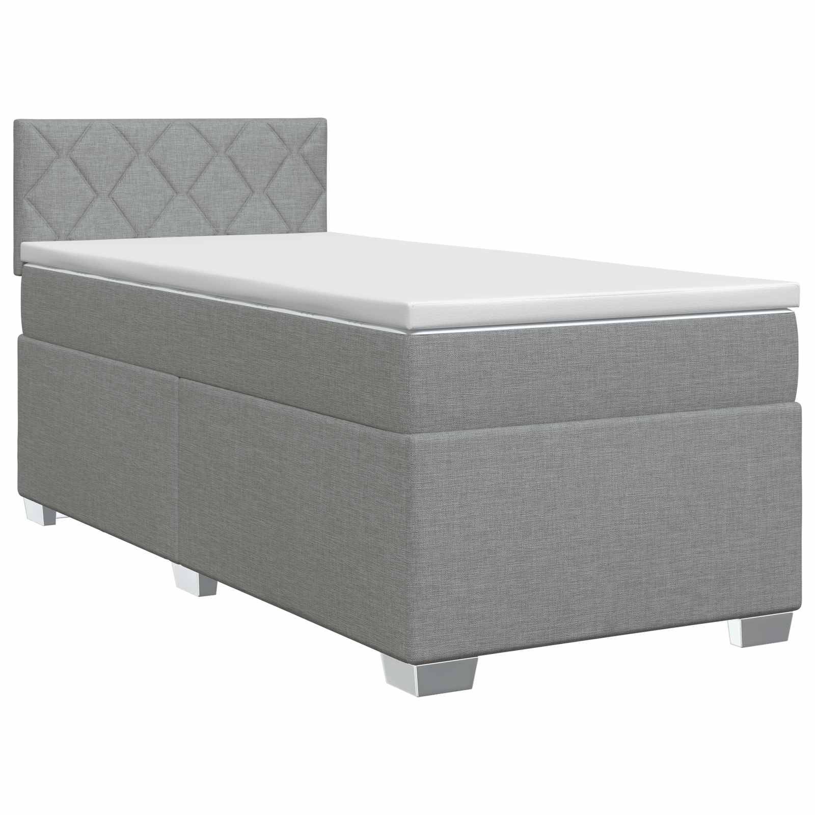 vidaXL Boxspringbett mit Matratze Hellgrau 90 x 200 cm Stoff
