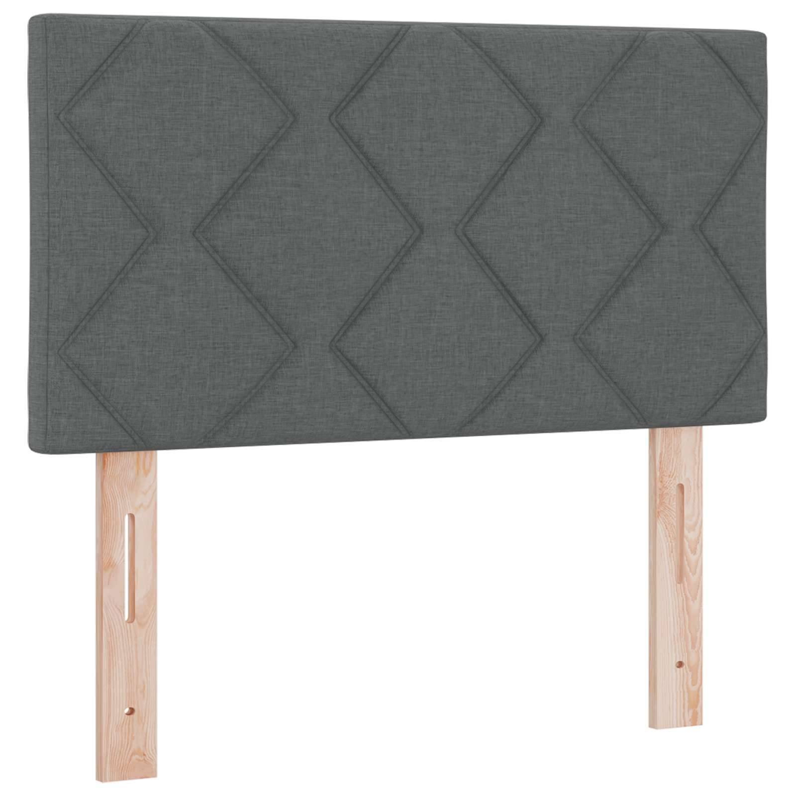 vidaXL Boxspringbett mit Matratze und LED Dunkelgrau 90 x 200 cm Stoff