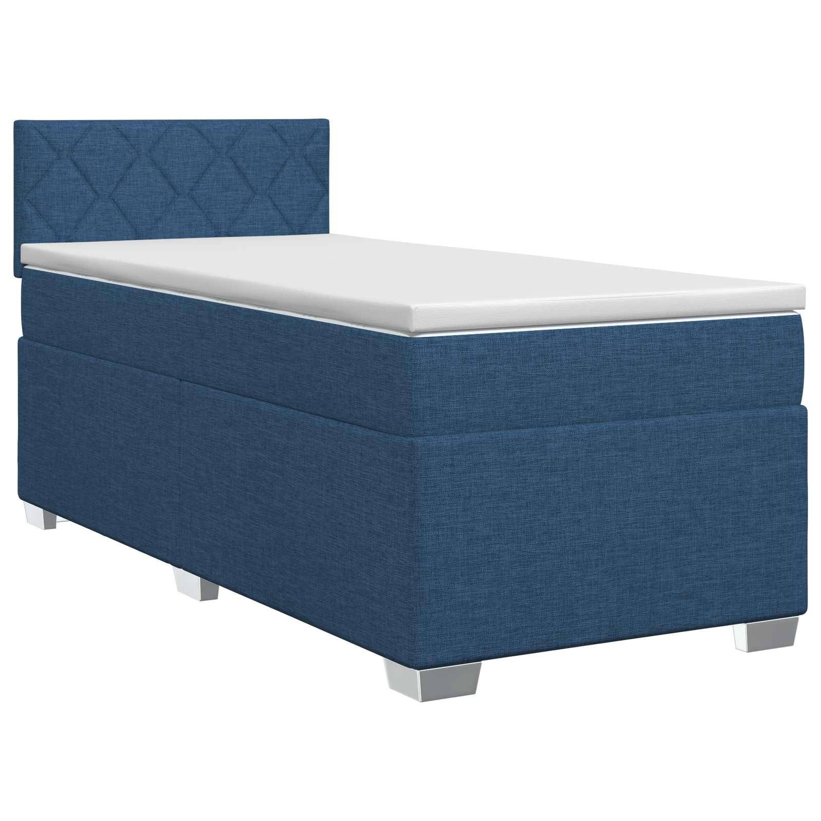 vidaXL Boxspringbett mit Matratze mit Kopfteil Blau 100 x 200 cm Stoff
