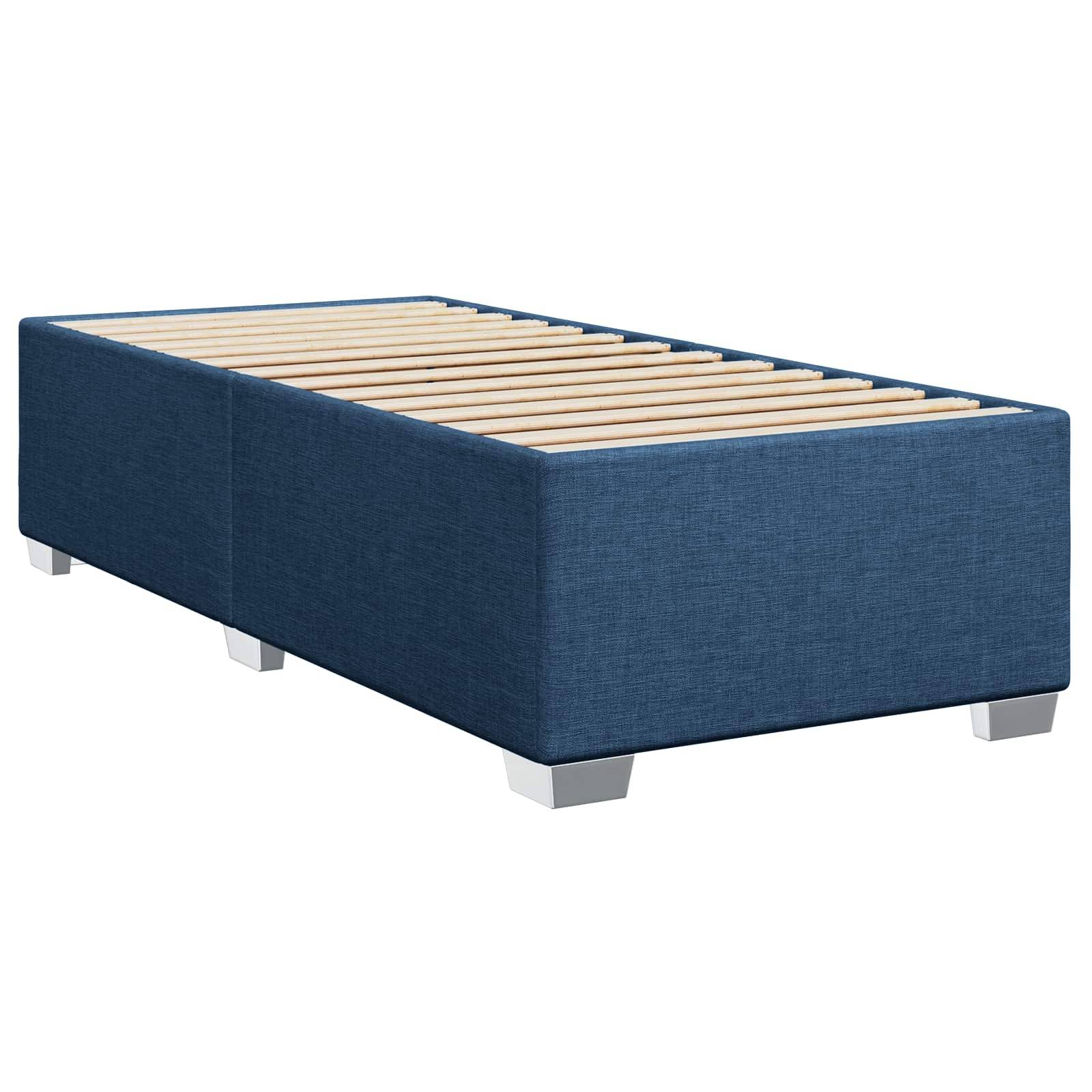 vidaXL Boxspringbett mit Matratze und LED Blau 100 x 200 cm Stoff