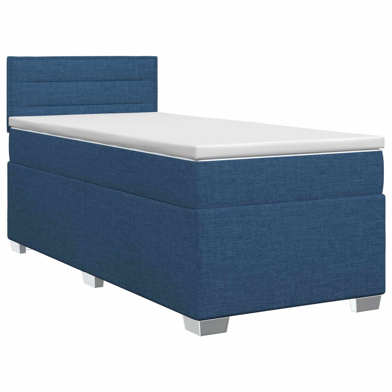 vidaXL Boxspringbett mit Matratze mit Kopfteil Blau 100 x 200 cm Stoff
