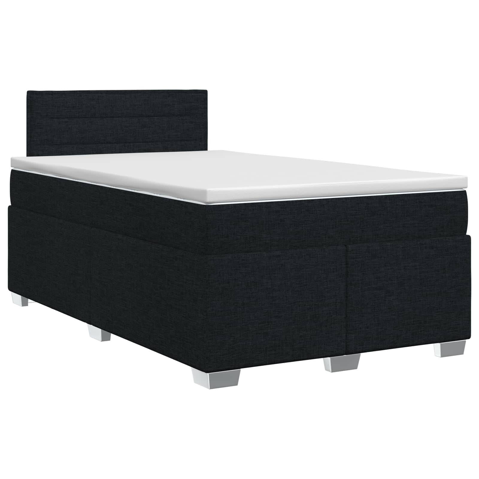 vidaXL Boxspringbett mit Matratze Schwarz 120 x 200 cm Stoff