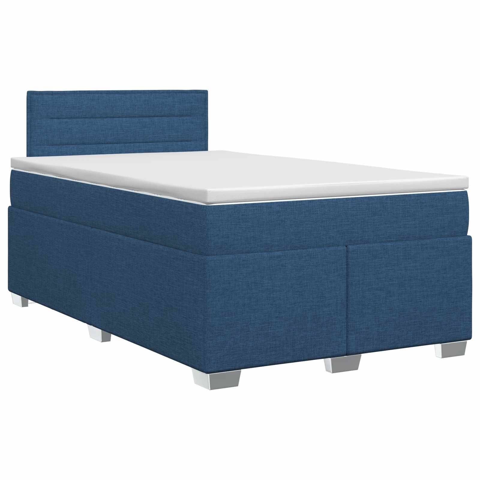 vidaXL Boxspringbett mit Matratze mit Kopfteil Blau 120 x 200 cm Stoff