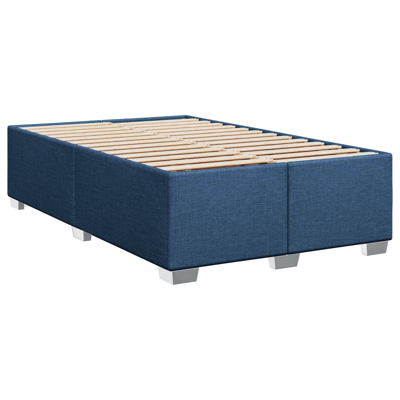 vidaXL Boxspringbett mit Matratze mit Kopfteil Blau 120 x 200 cm Stoff