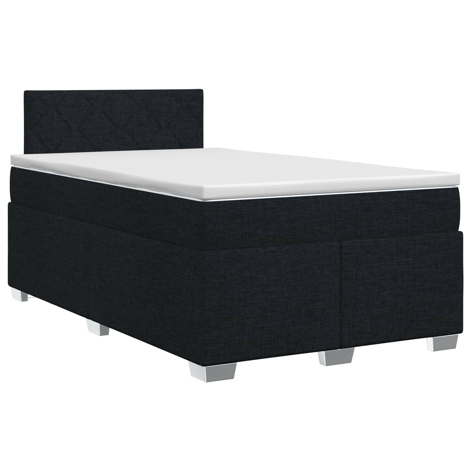 vidaXL Boxspringbett mit Matratze Schwarz 120 x 200 cm Stoff