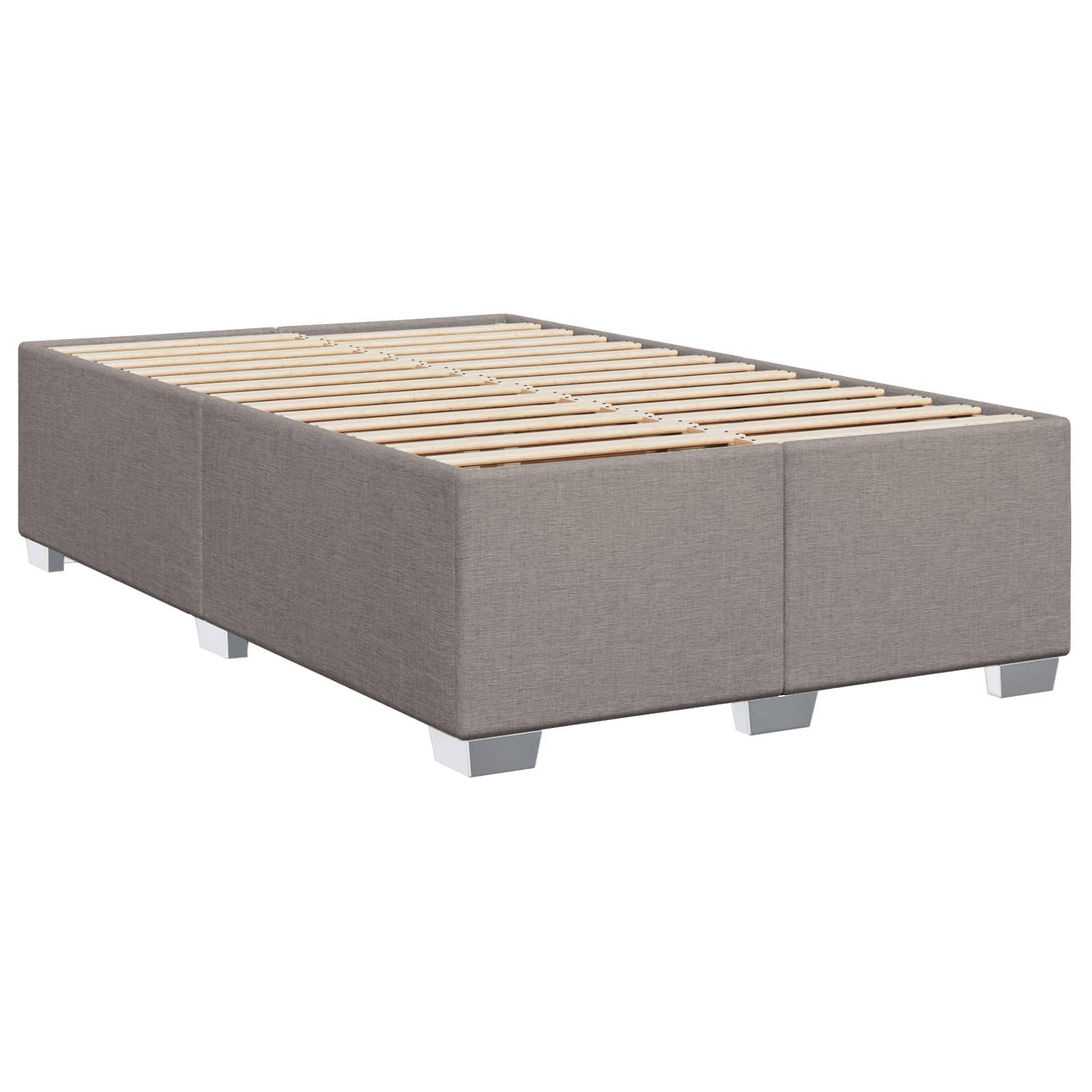 vidaXL Boxspringbett mit Matratze und LED Taupe 120 x 190 cm Stoff