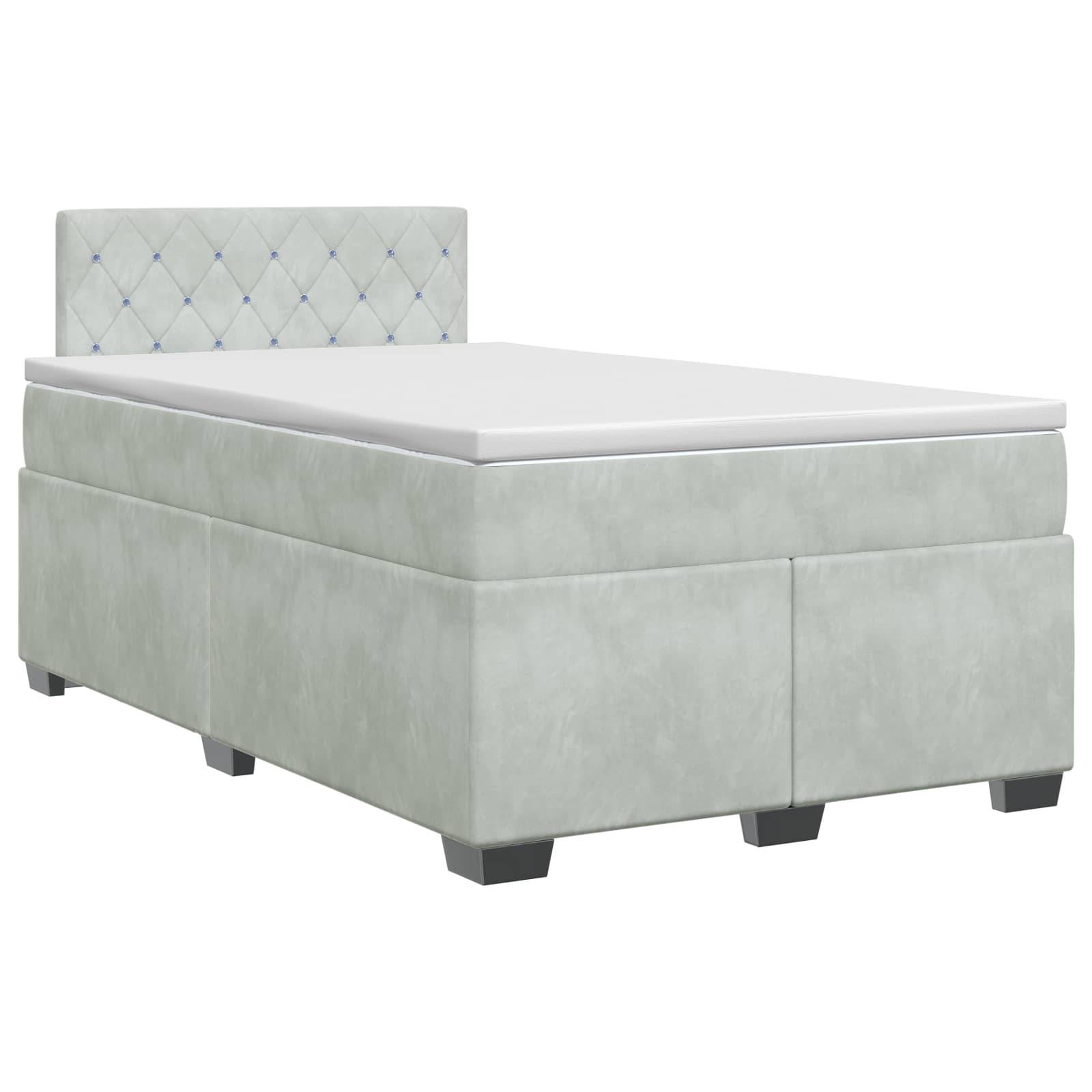 vidaXL Boxspringbett mit Matratze Hellgrau 120 x 190 cm Samt