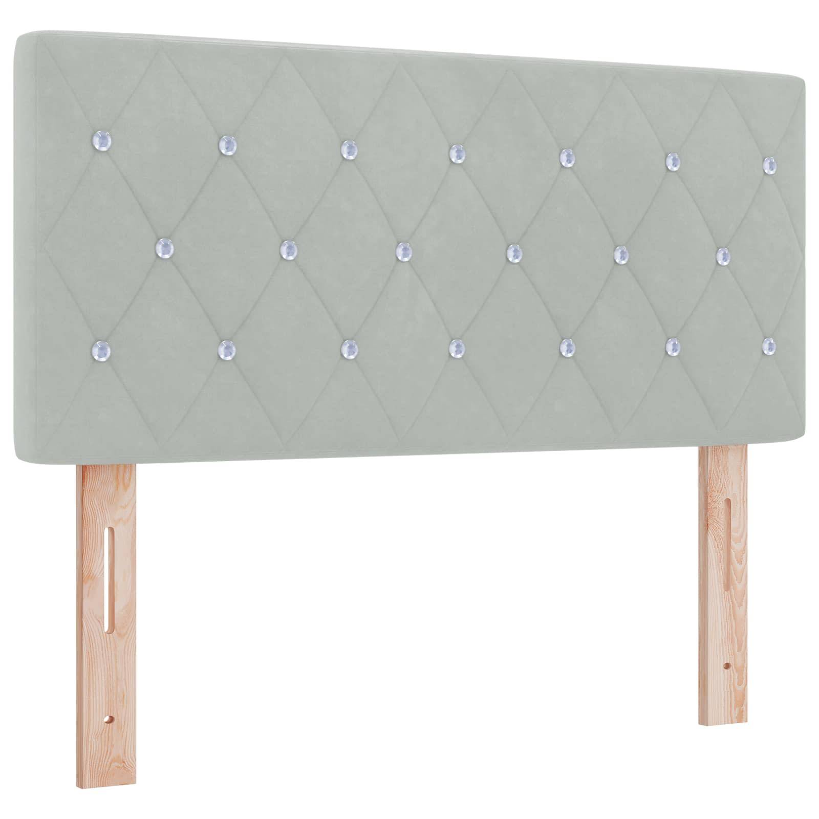 vidaXL Boxspringbett mit Matratze Hellgrau 90 x 200 cm Samt