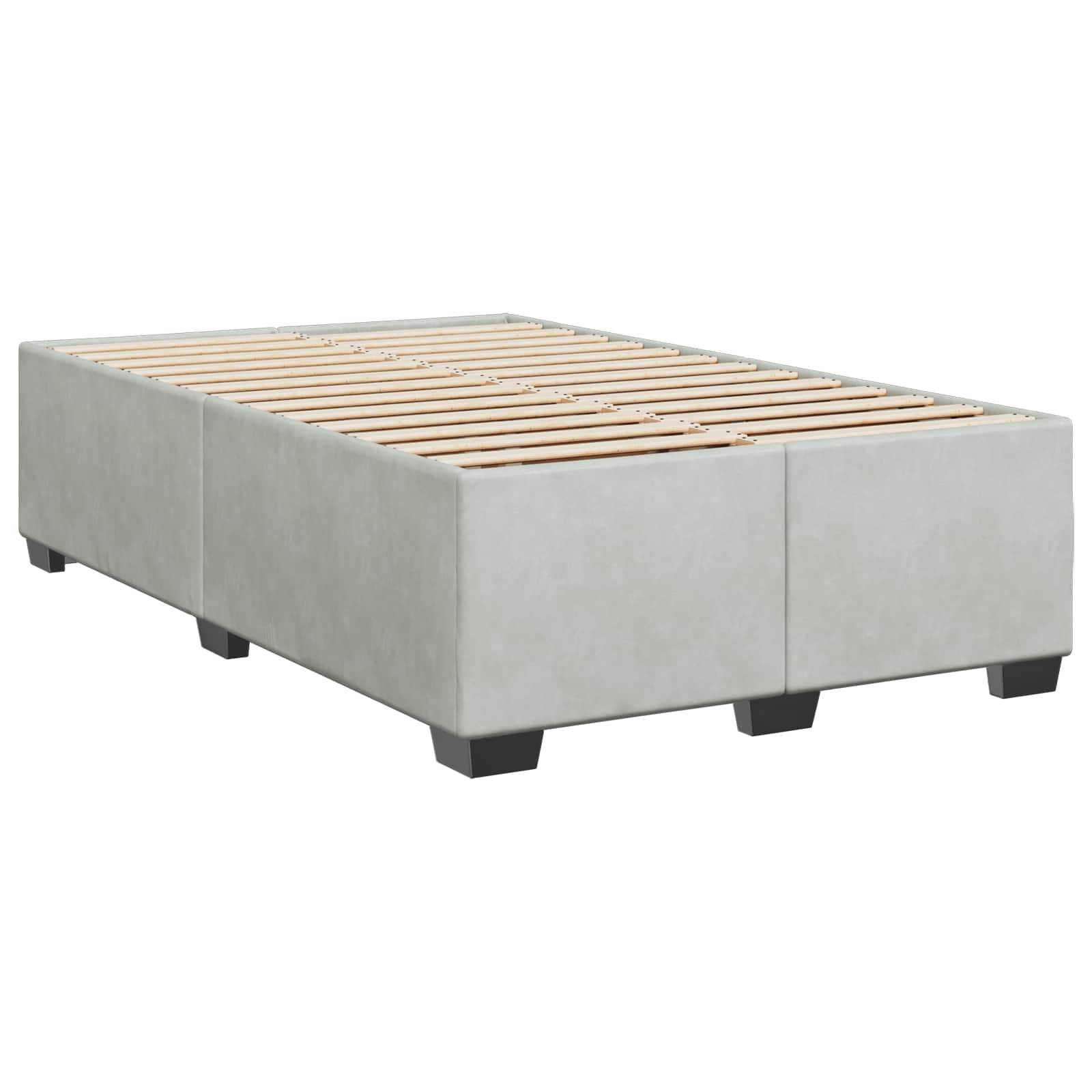 vidaXL Boxspringbett mit Matratze und LED Hellgrau 120 x 190 cm Samt