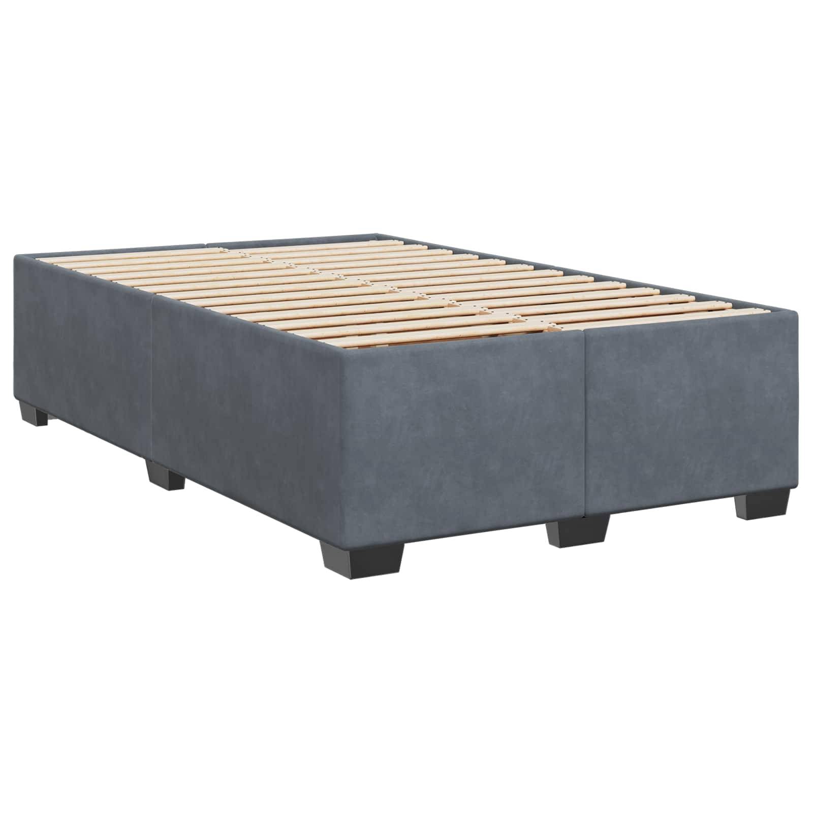 vidaXL Boxspringbett mit Matratze und LED Dunkelgrau 120 x 200 cm Samt