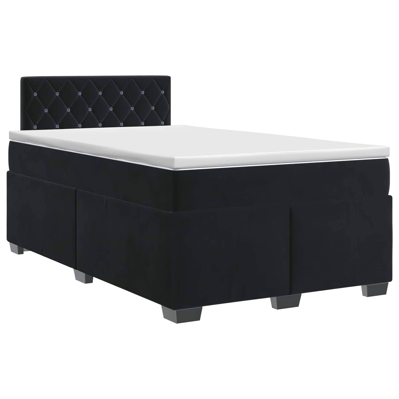 vidaXL Boxspringbett mit Matratze Schwarz 120 x 200 cm Samt