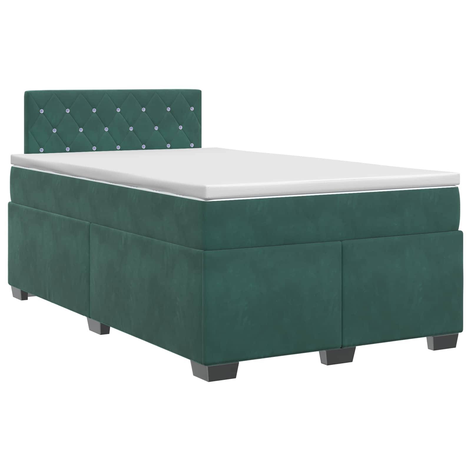 vidaXL Boxspringbett mit Matratze Dunkelgrün 120 x 200 cm Samt