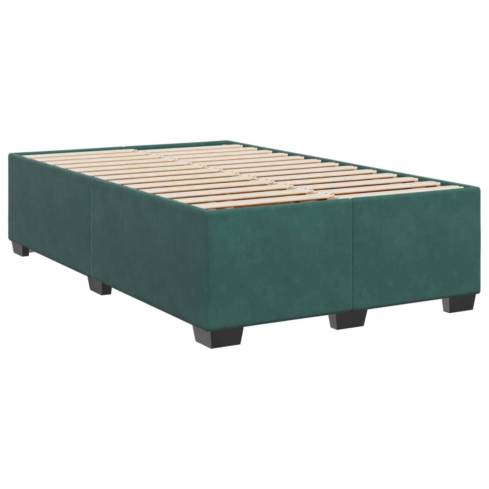 vidaXL Boxspringbett mit Matratze und LED Dunkelgrün 120 x 200 cm Samt