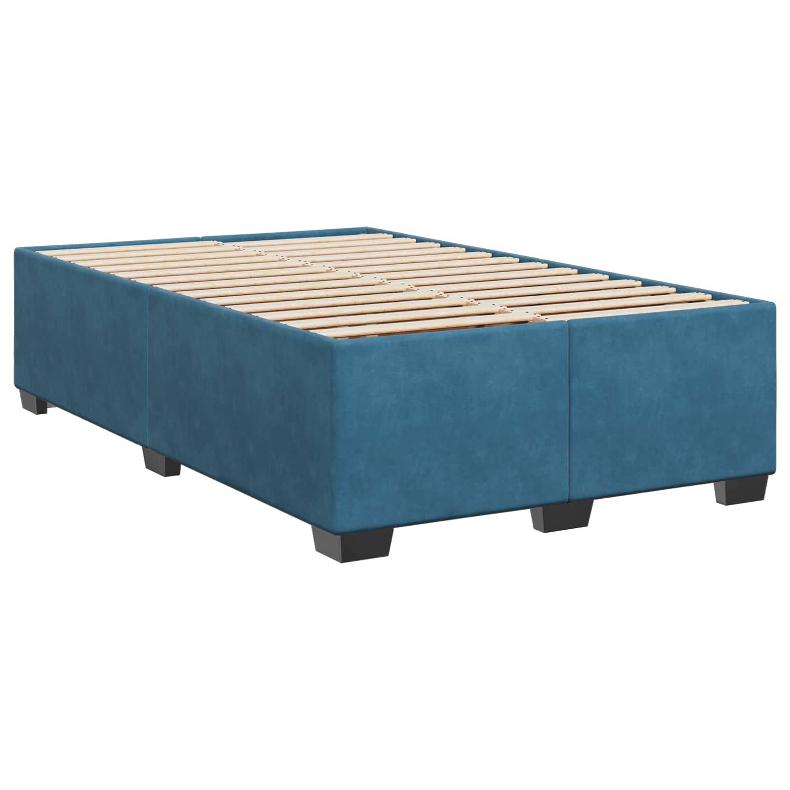 vidaXL Boxspringbett mit Matratze und LED Blau 120 x 200 cm Samt