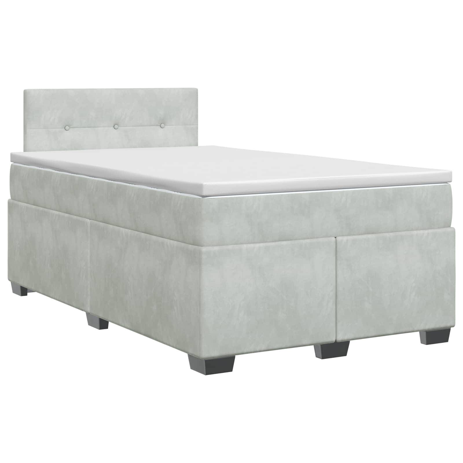 vidaXL Boxspringbett mit Matratze Hellgrau 120 x 200 cm Samt