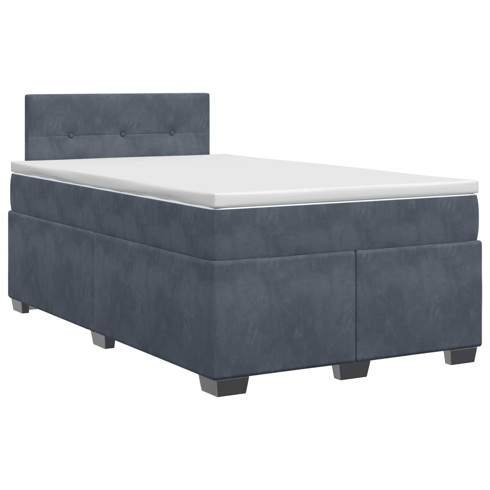 vidaXL Boxspringbett mit Matratze Dunkelgrau 120 x 200 cm Samt