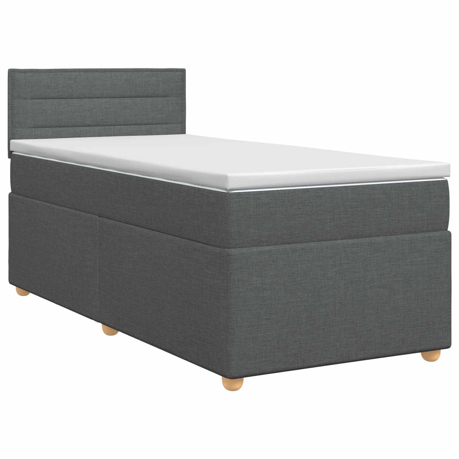 vidaXL Boxspringbett mit Matratze Dunkelgrau 90 x 190 cm Stoff