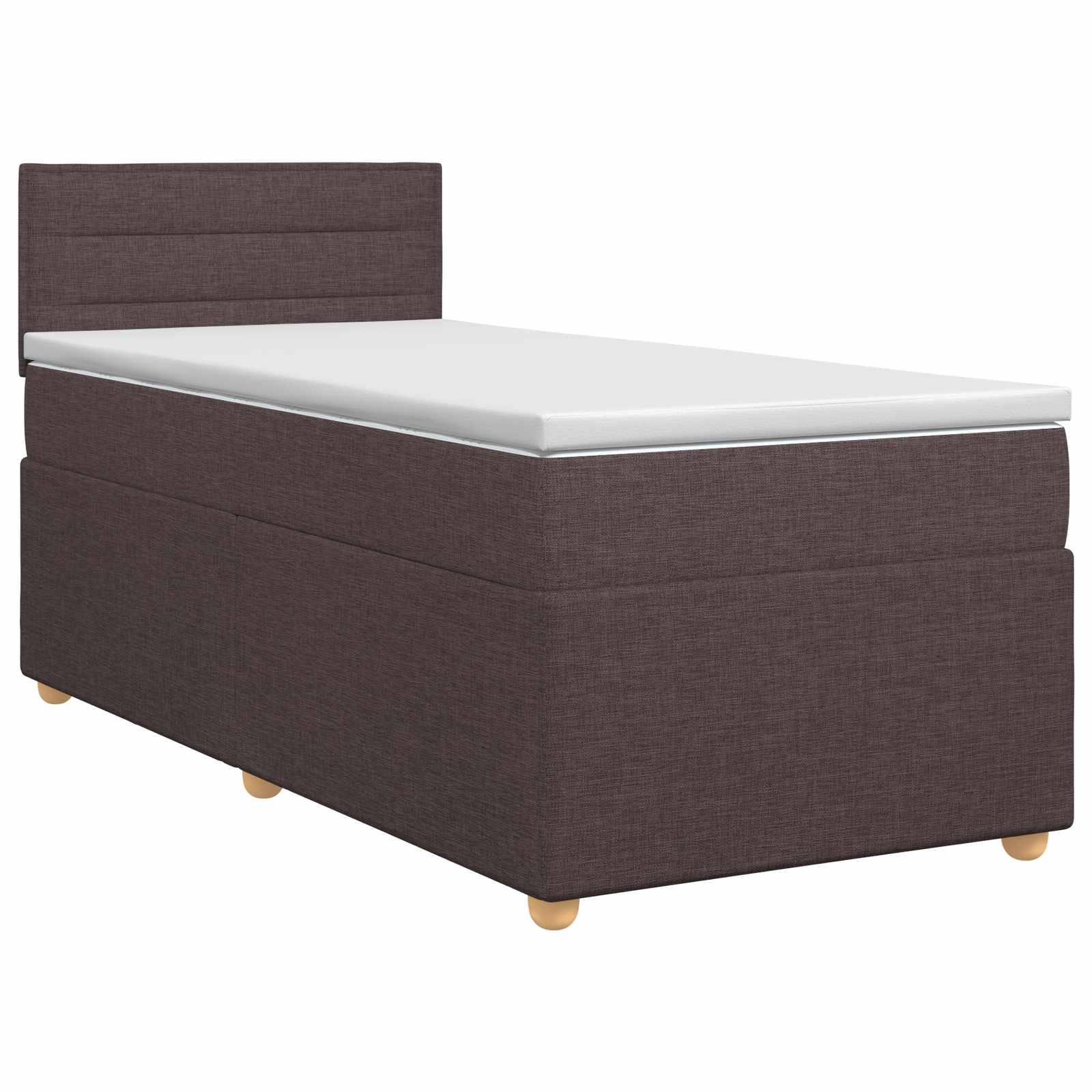 vidaXL Boxspringbett mit Matratze Dunkelbraun 90 x 190 cm Stoff
