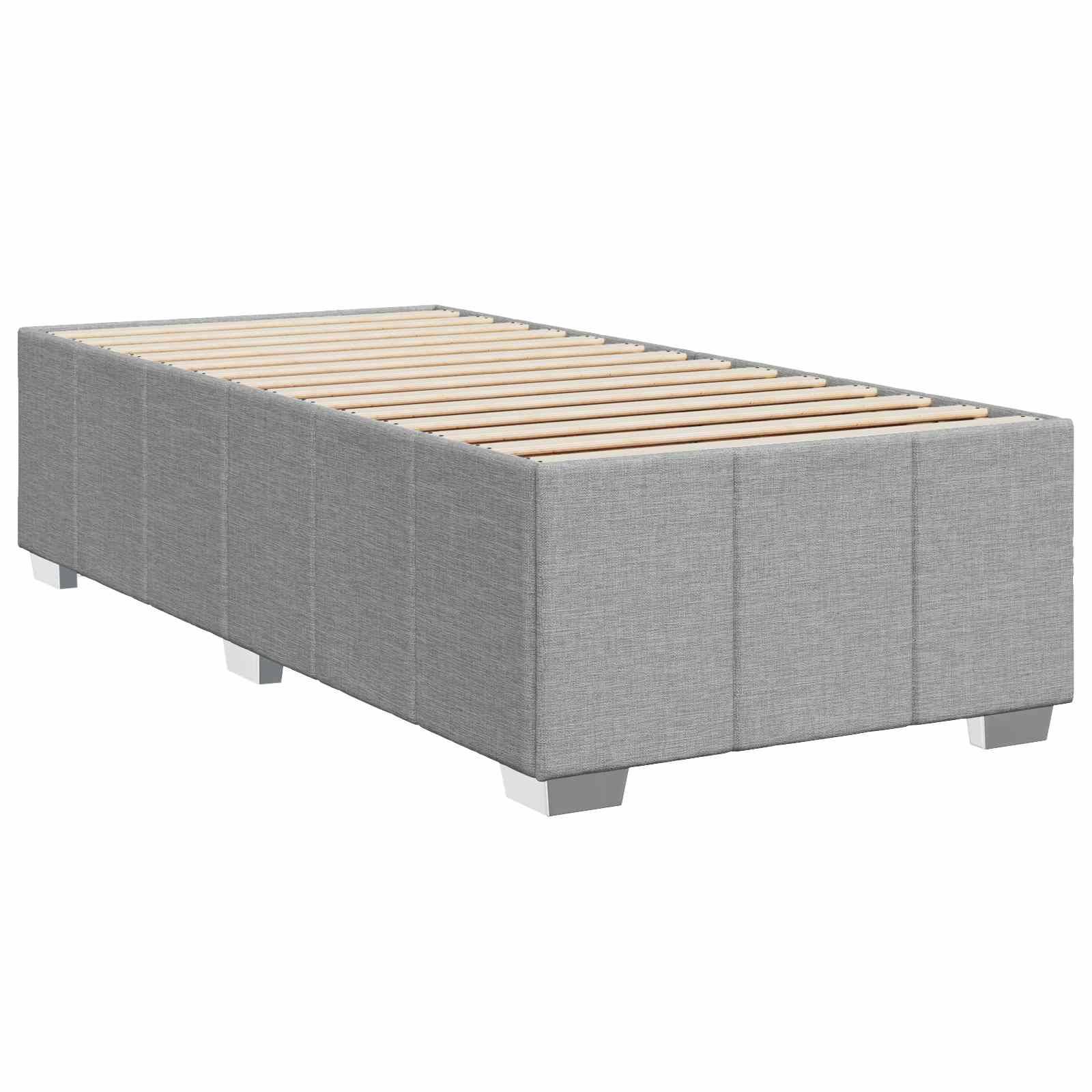 vidaXL Boxspringbett mit Matratze Hellgrau 100 x 200 cm Stoff