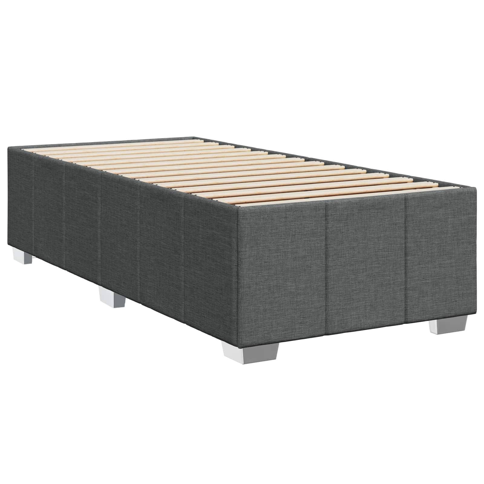 vidaXL Boxspringbett mit Matratze und LED Dunkelgrau 90 x 190 cm Stoff