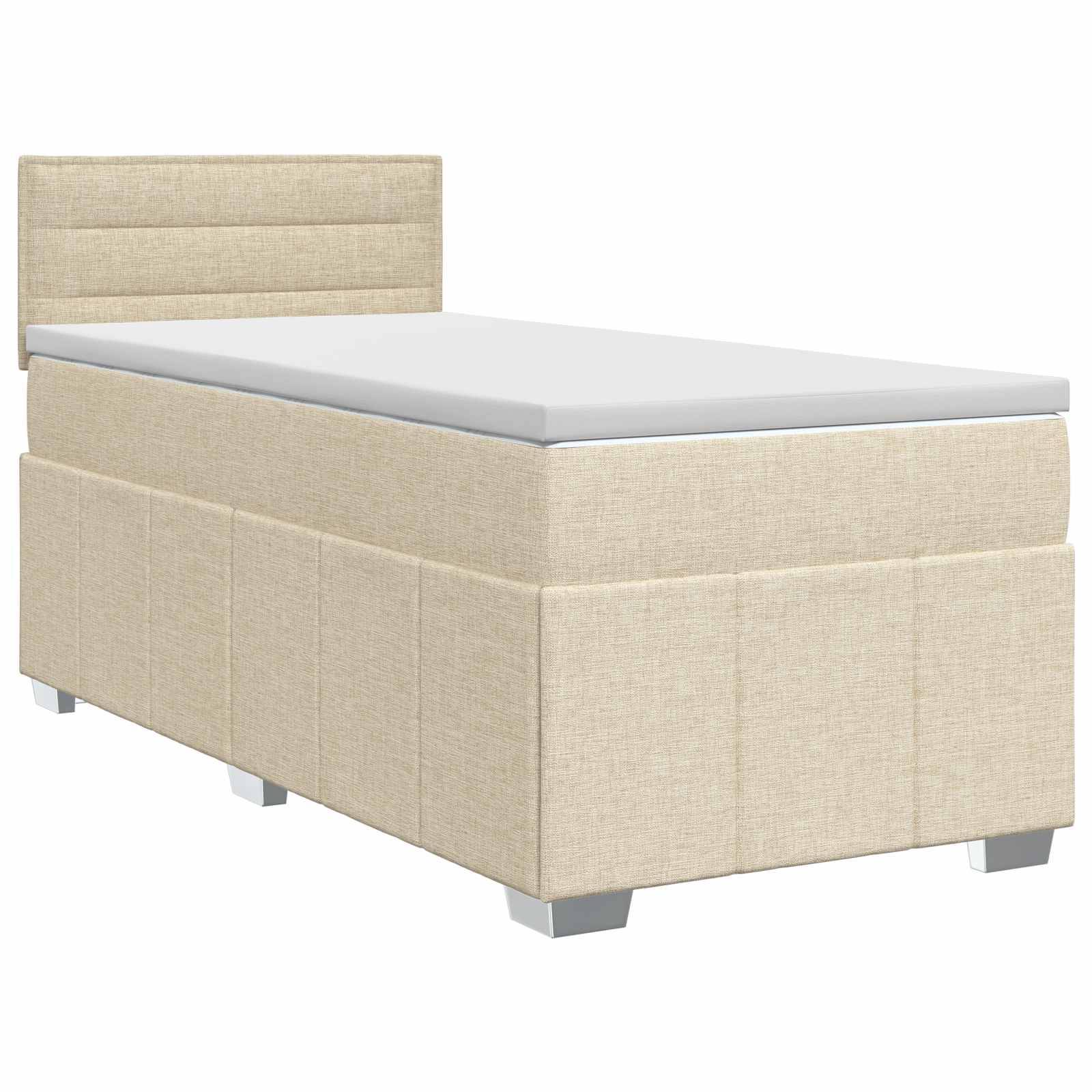 vidaXL Boxspringbett mit Matratze mit Kopfteil Creme 80 x 200 cm Stoff