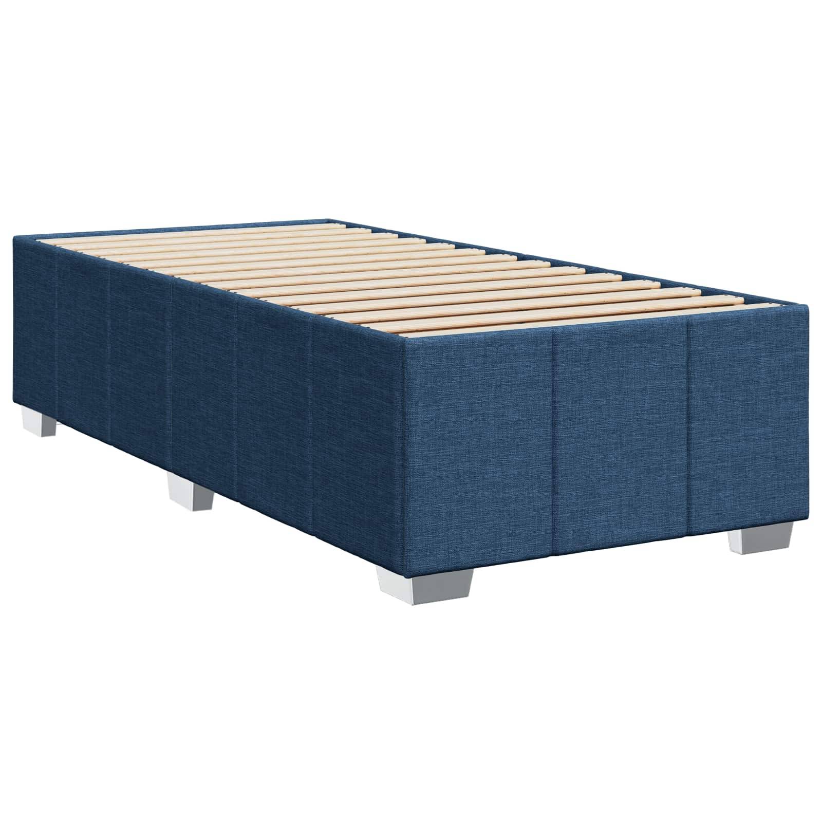 vidaXL Boxspringbett mit Matratze mit Kopfteil Blau 80 x 200 cm Stoff