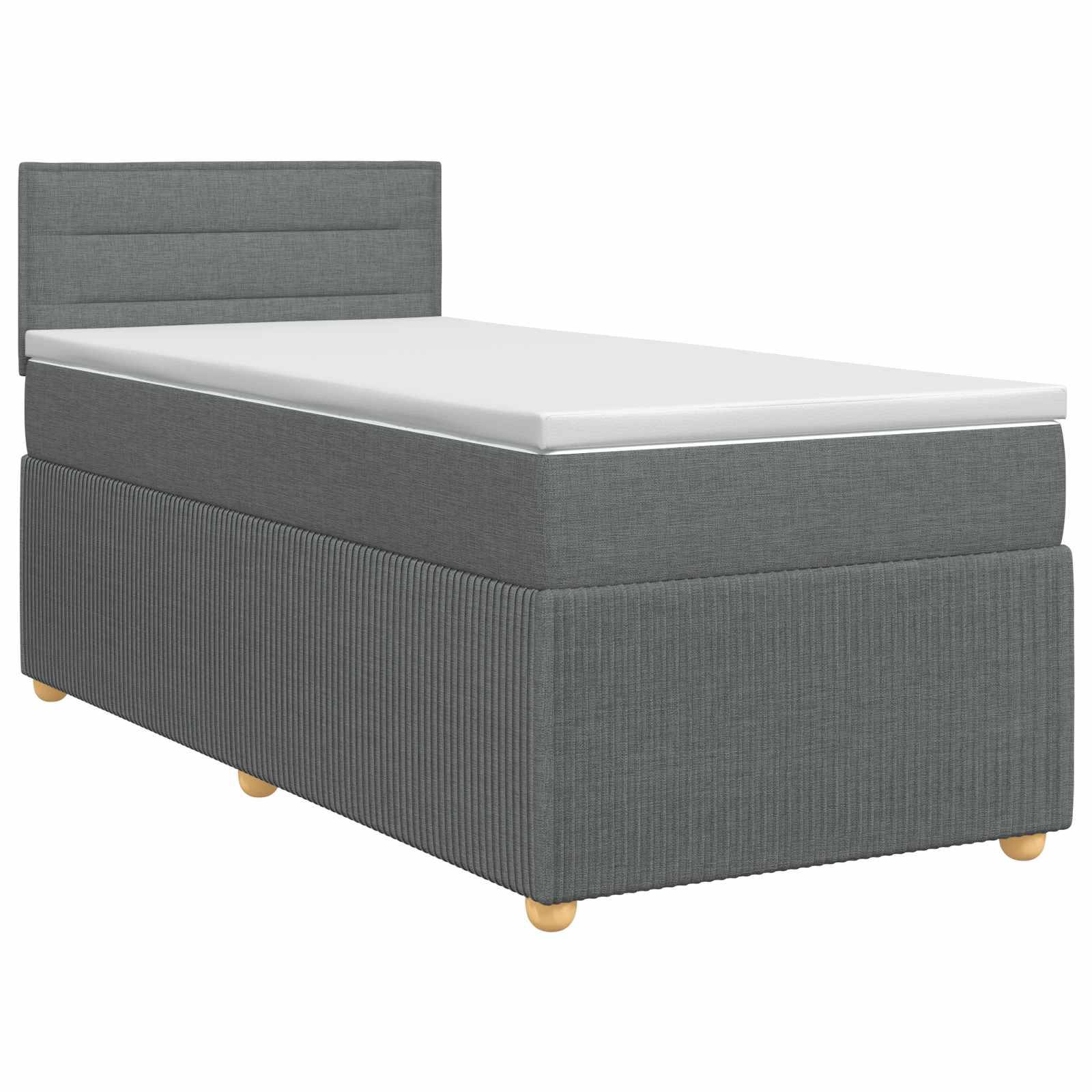 vidaXL Boxspringbett mit Matratze Dunkelgrau 90 x 190 cm Stoff