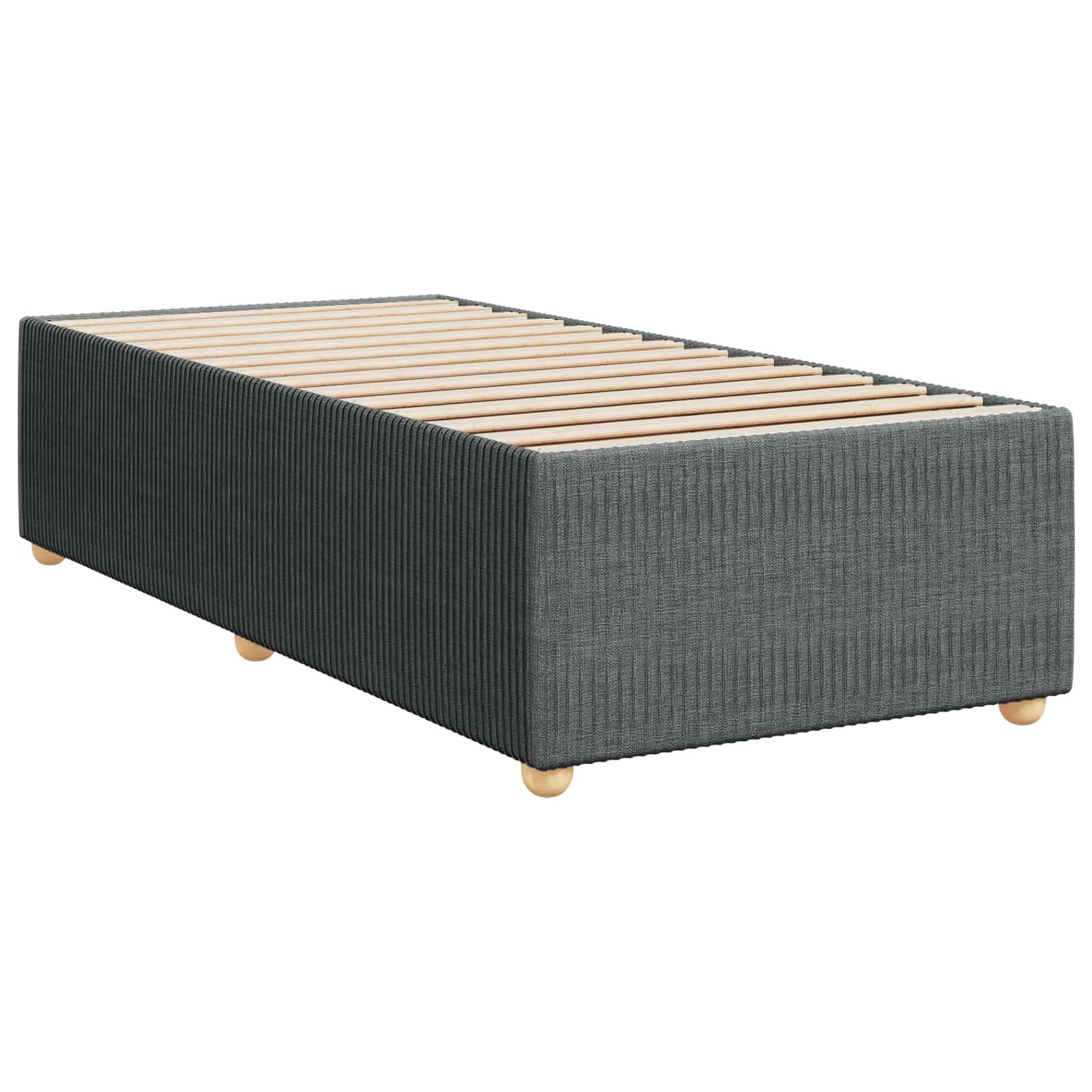vidaXL Boxspringbett mit Matratze Dunkelgrau 90 x 190 cm Stoff