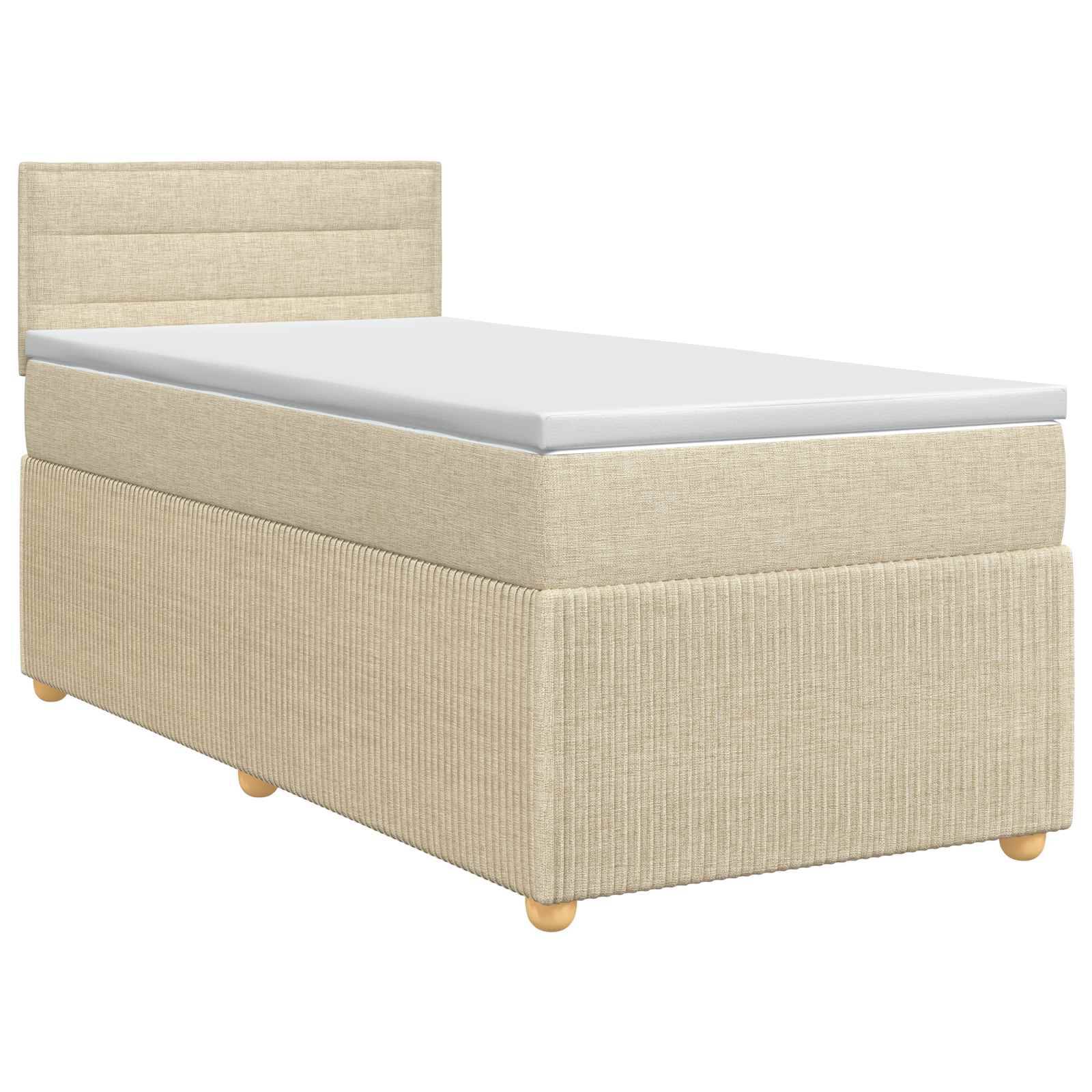 vidaXL Boxspringbett mit Matratze mit Kopfteil Creme 80 x 200 cm Stoff
