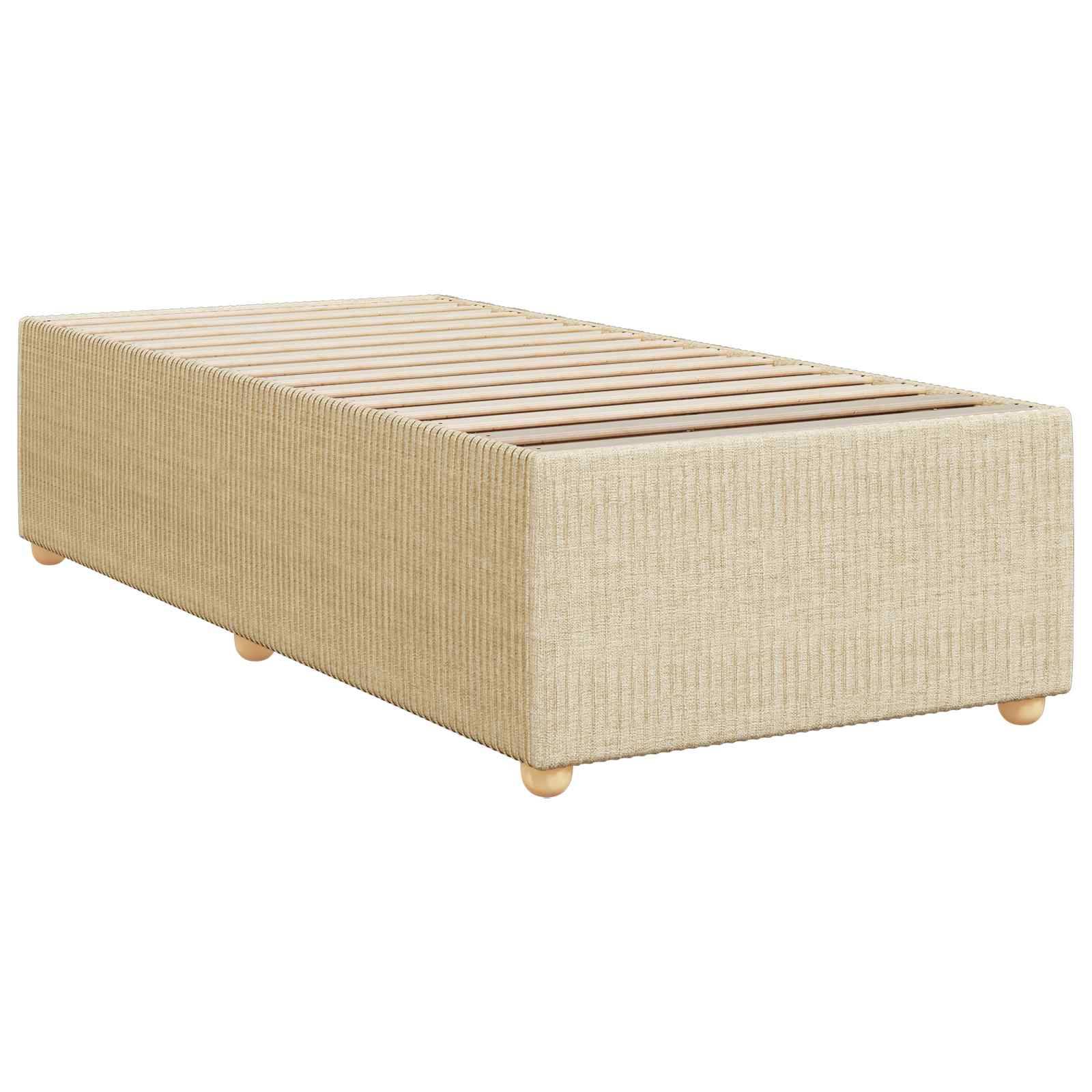 vidaXL LED Boxspringbett mit Matratze Creme 90 x 190 cm Stoff