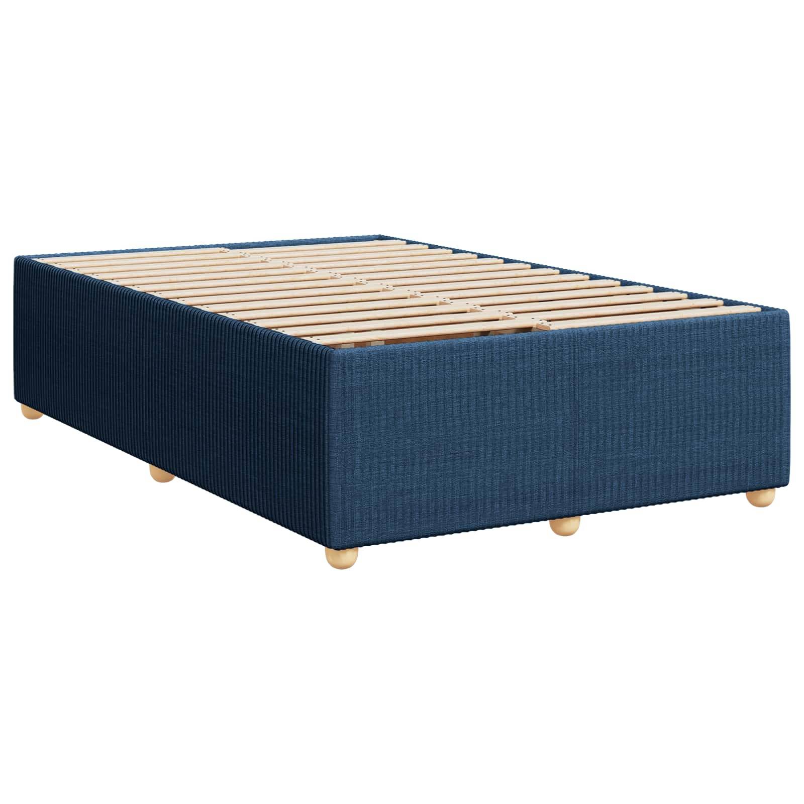 vidaXL LED Boxspringbett mit Matratze Blau 120 x 190 cm Stoff