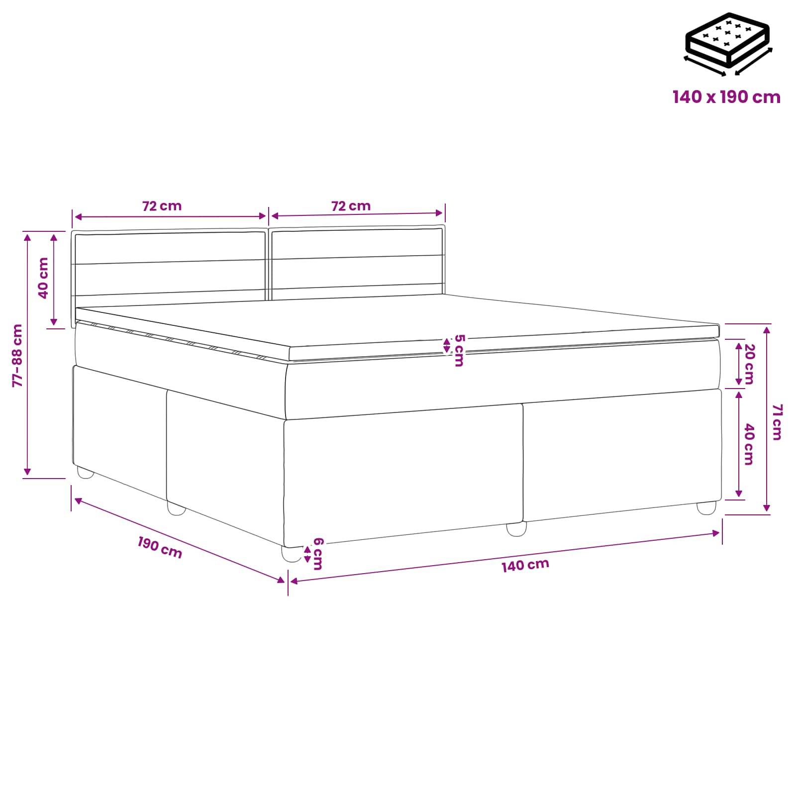 vidaXL Boxspringbett mit Matratze Creme 140 x 190 cm Stoff