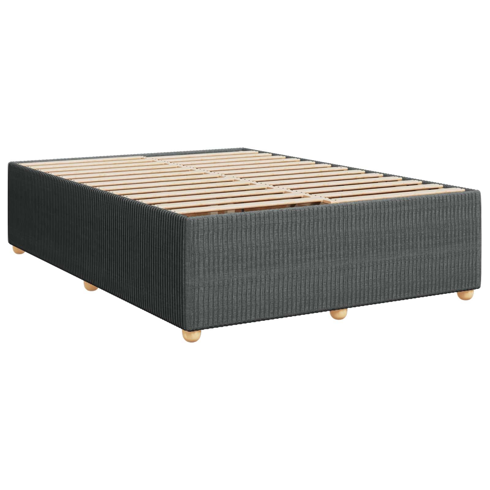 vidaXL Boxspringbett mit Matratze Dunkelgrau 140 x 200 cm Stoff