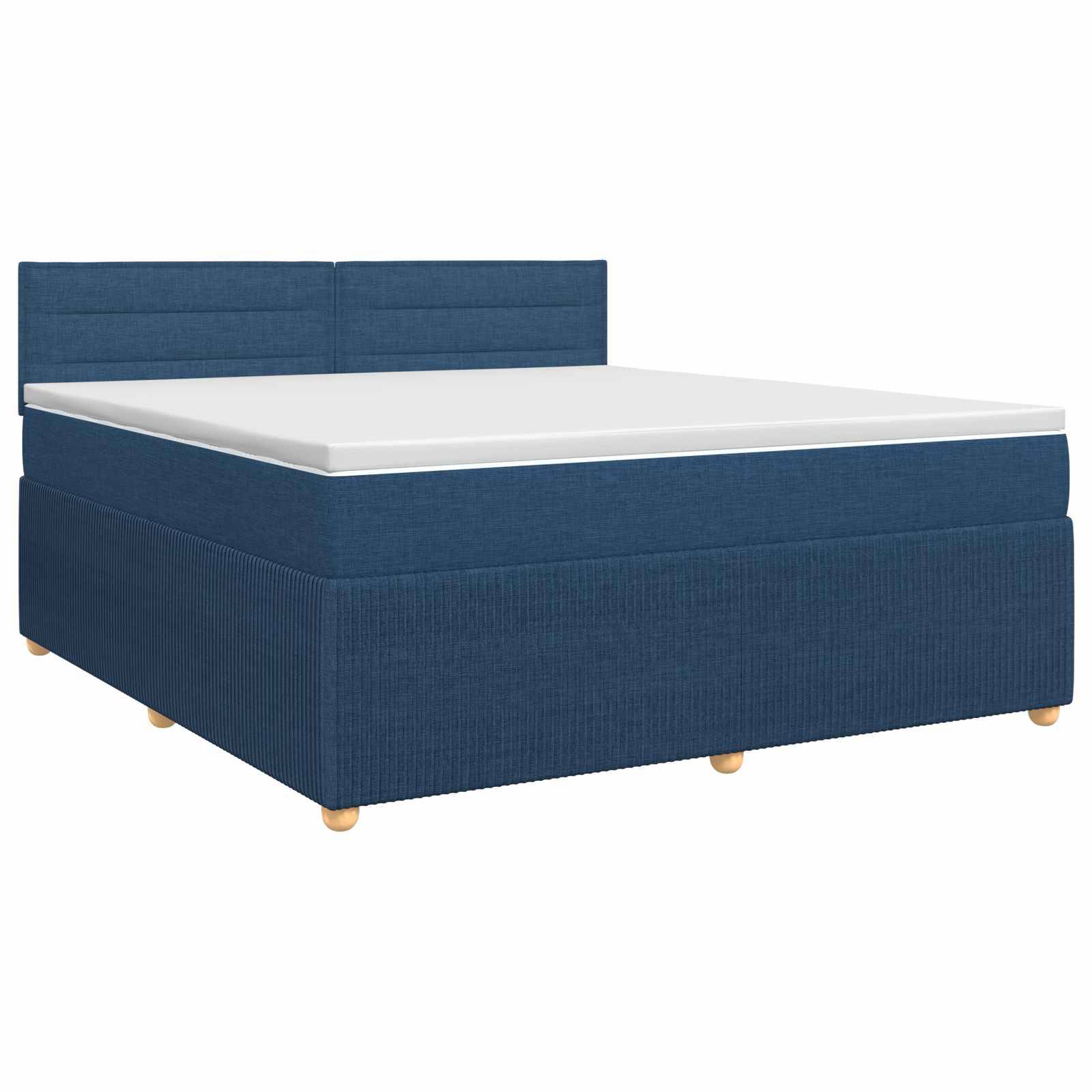 vidaXL Boxspringbett mit Matratze mit Kopfteil Blau 180 x 200 cm Stoff