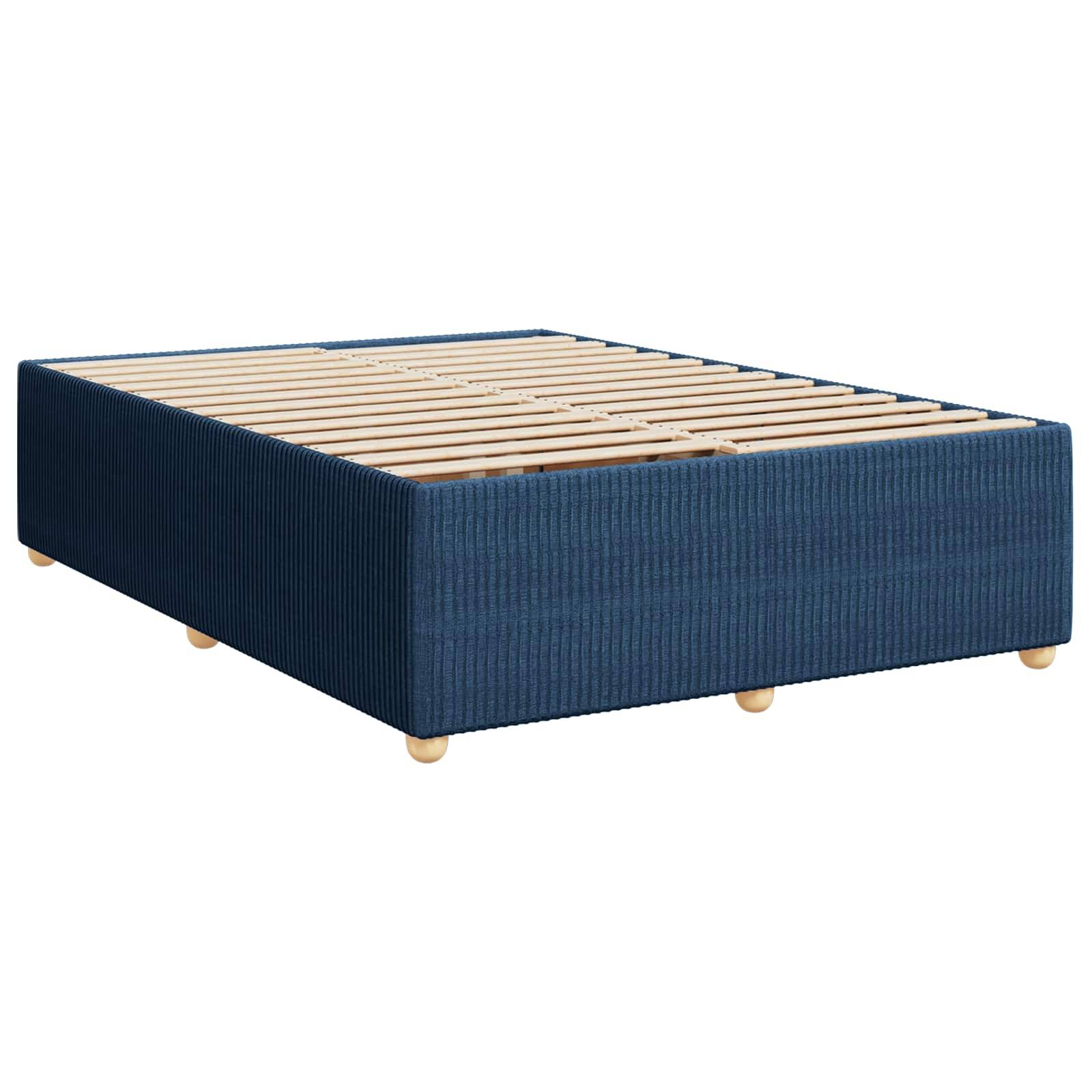 vidaXL Boxspringbett mit Matratze mit Kopfteil Blau 160 x 200 cm Stoff