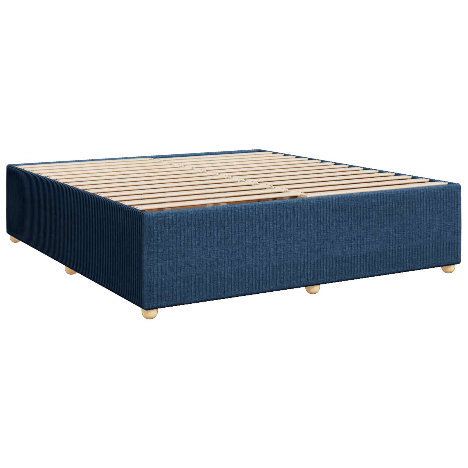vidaXL Boxspringbett mit Matratze mit Kopfteil Blau 200 x 200 cm Stoff