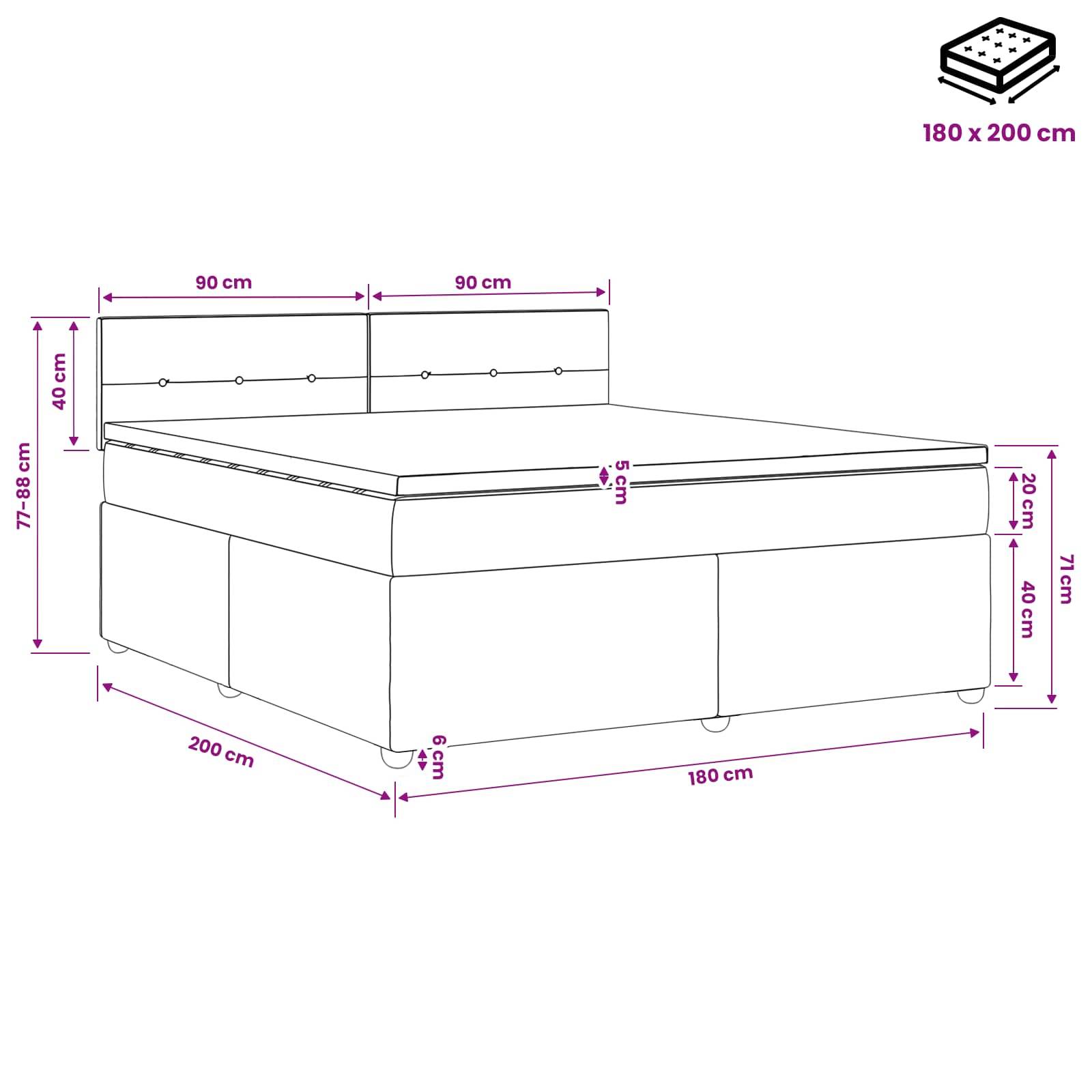 vidaXL Boxspringbett mit Matratze Taupe 180 x 200 cm Stoff